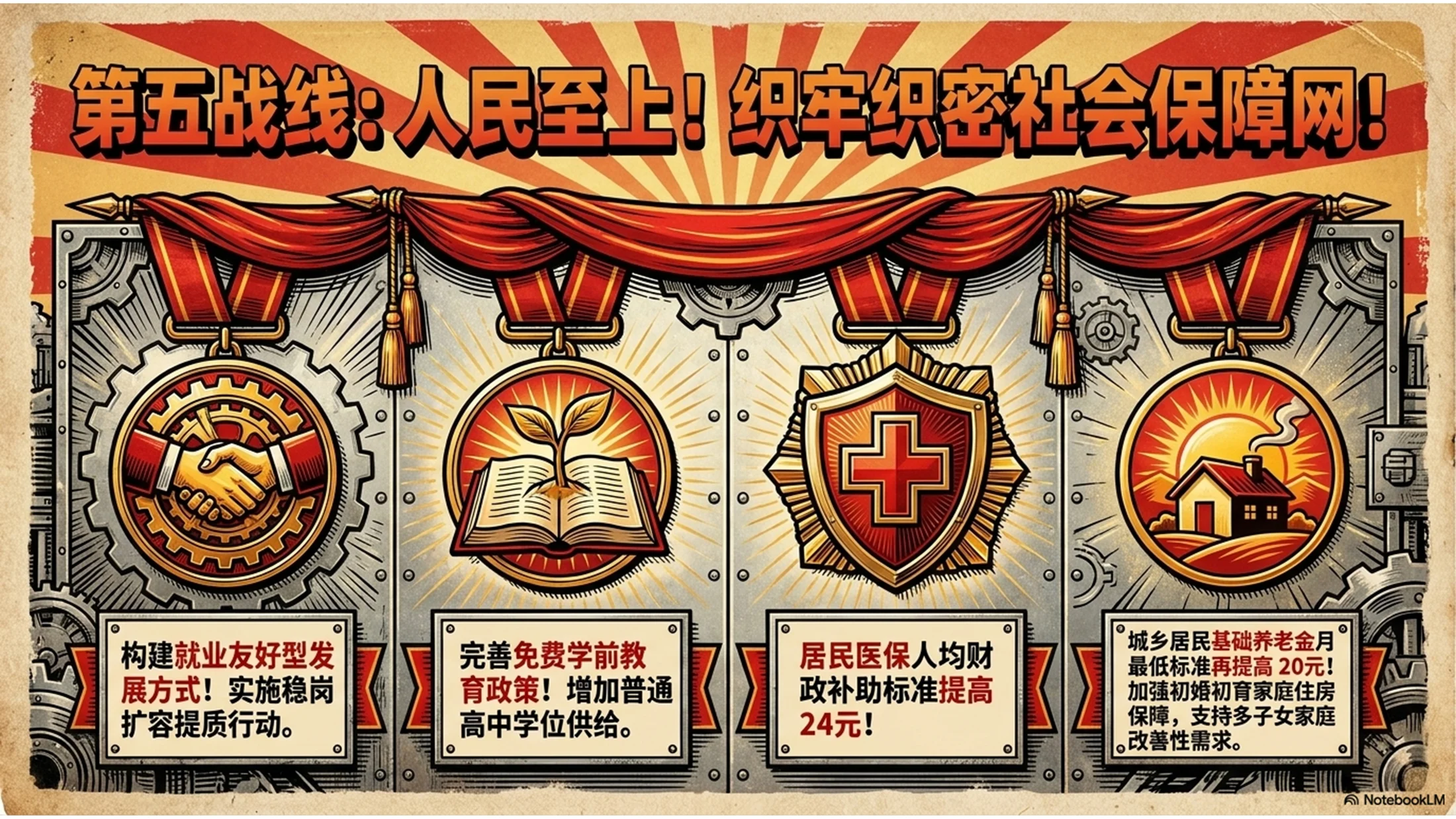红色革命年代海报风格政府工作报告PPT - 预览图11