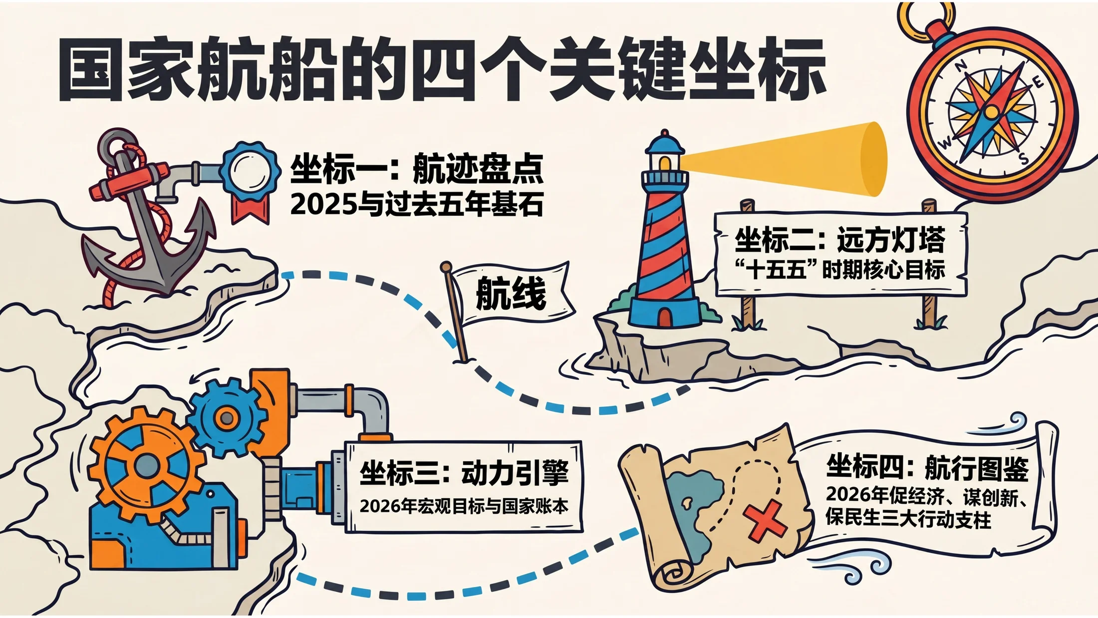 彩色扁平卡通手绘风格政府工作报告PPT - 预览图1