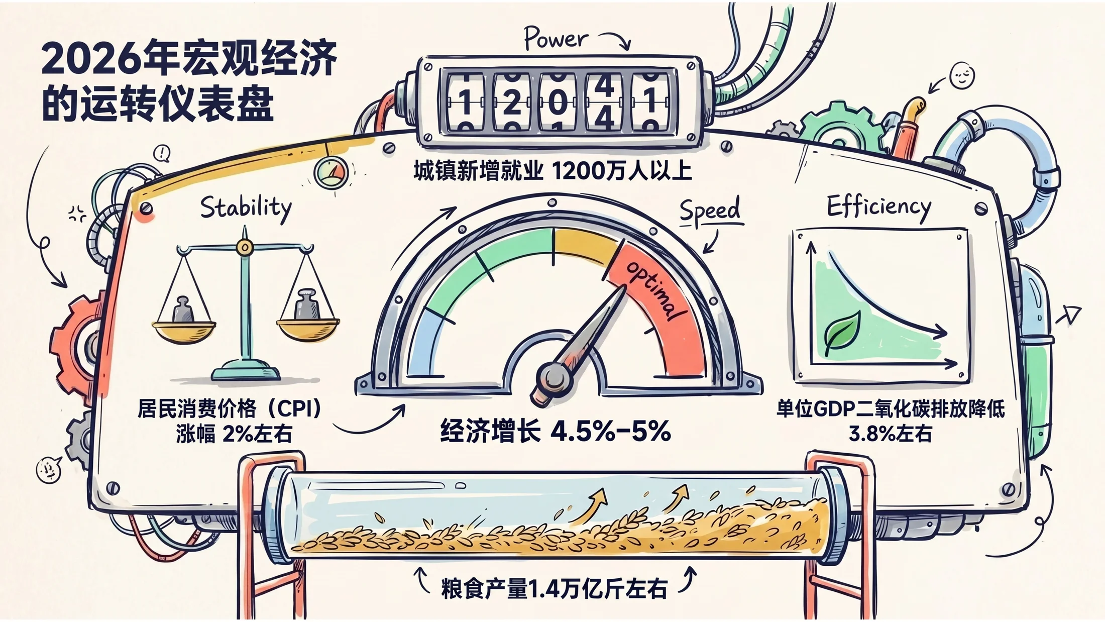 草图扁平手绘风格政府工作报告PPT - 预览图4