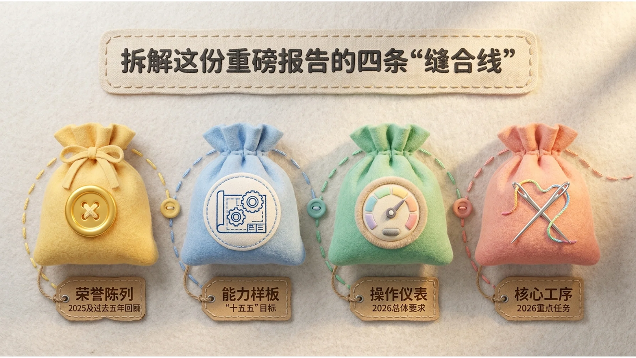 可爱卡通毛绒玩偶风格政府工作报告PPT - 预览图1