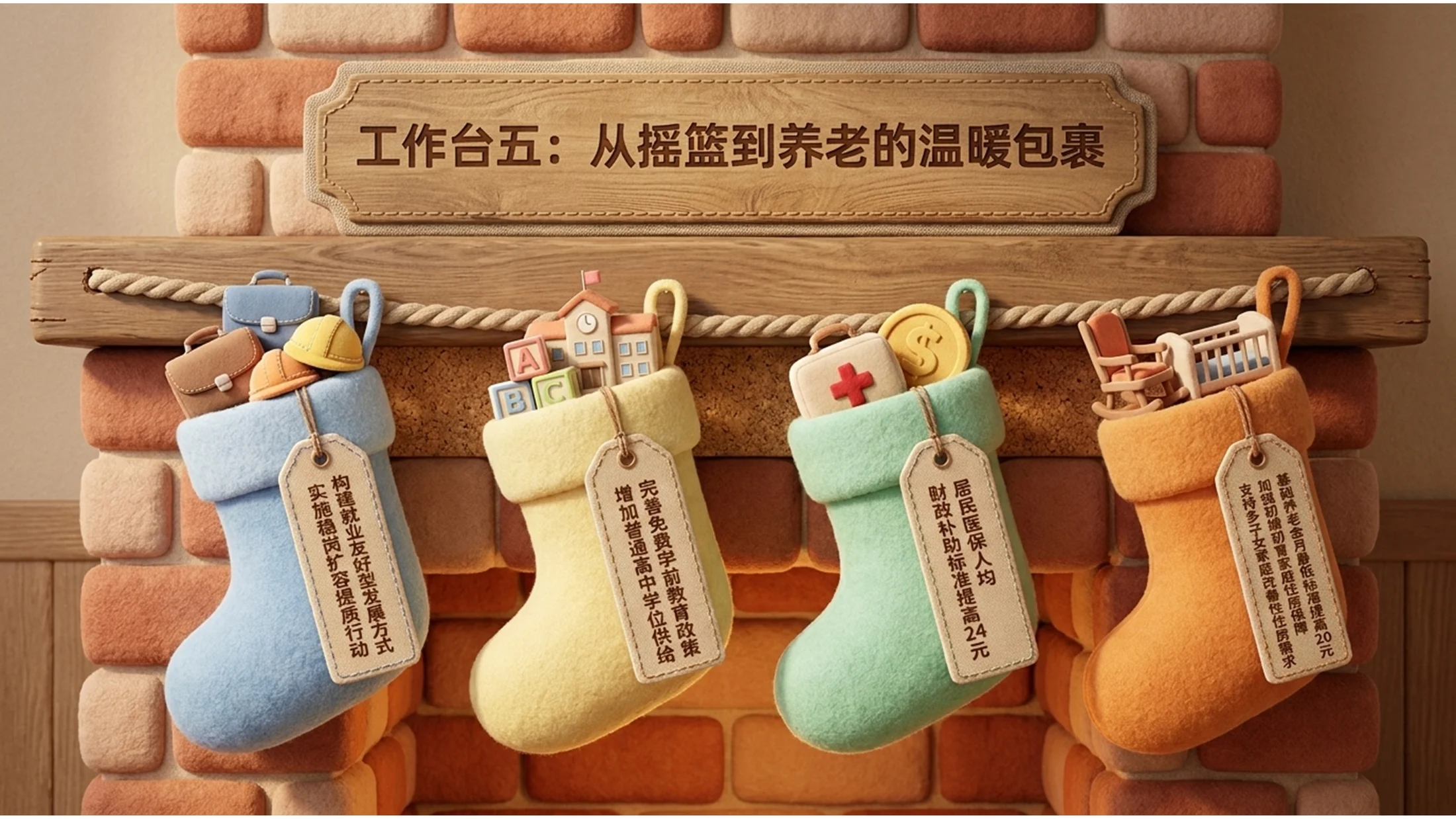 可爱卡通毛绒玩偶风格政府工作报告PPT - 预览图12