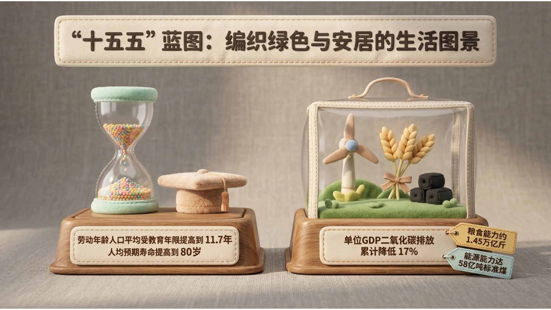 可爱卡通毛绒玩偶风格政府工作报告PPT - 预览图5