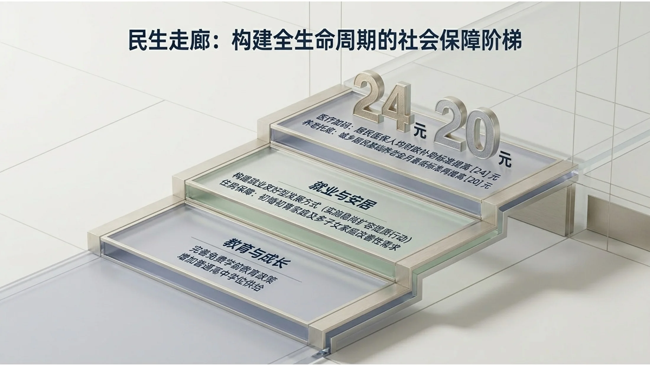 3D立体玻璃无限镜像风格政府工作报告PPT - 预览图8