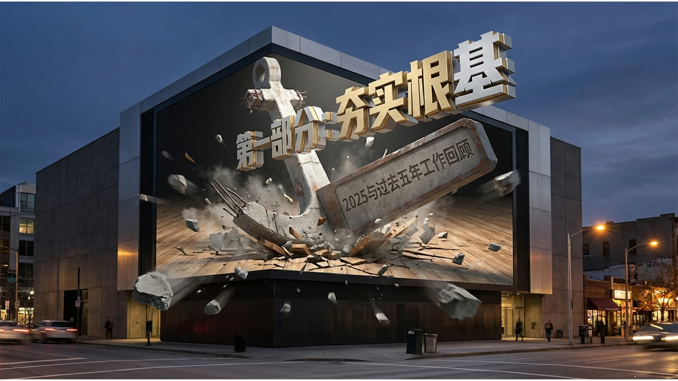 逼真商业裸眼3D巨幕风格政府工作报告PPT - 预览图1
