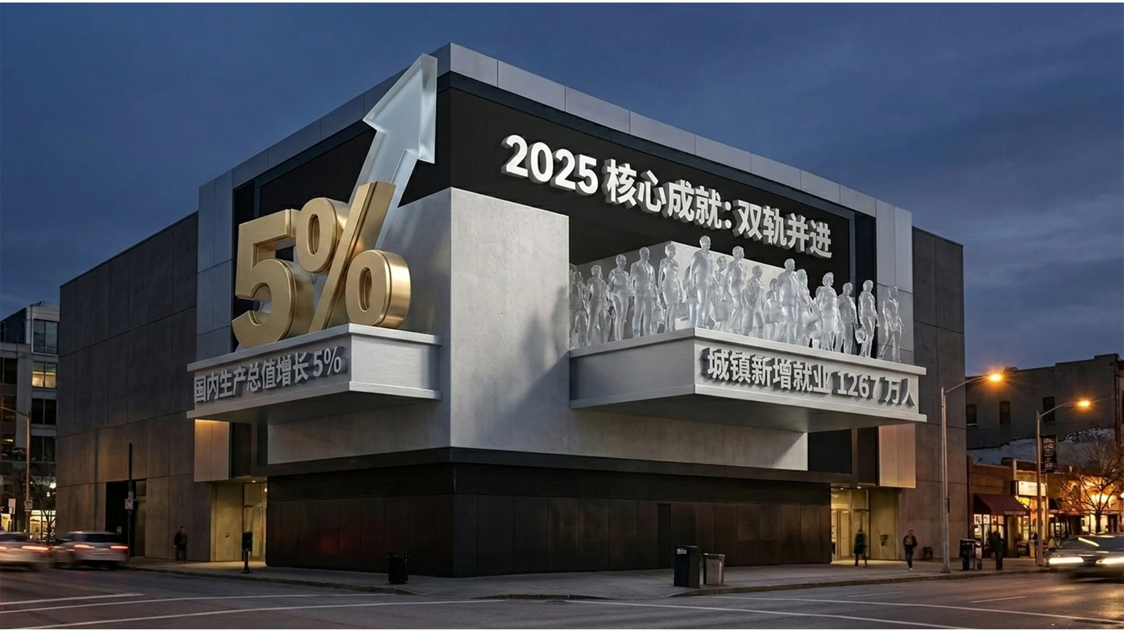 逼真商业裸眼3D巨幕风格政府工作报告PPT - 预览图2