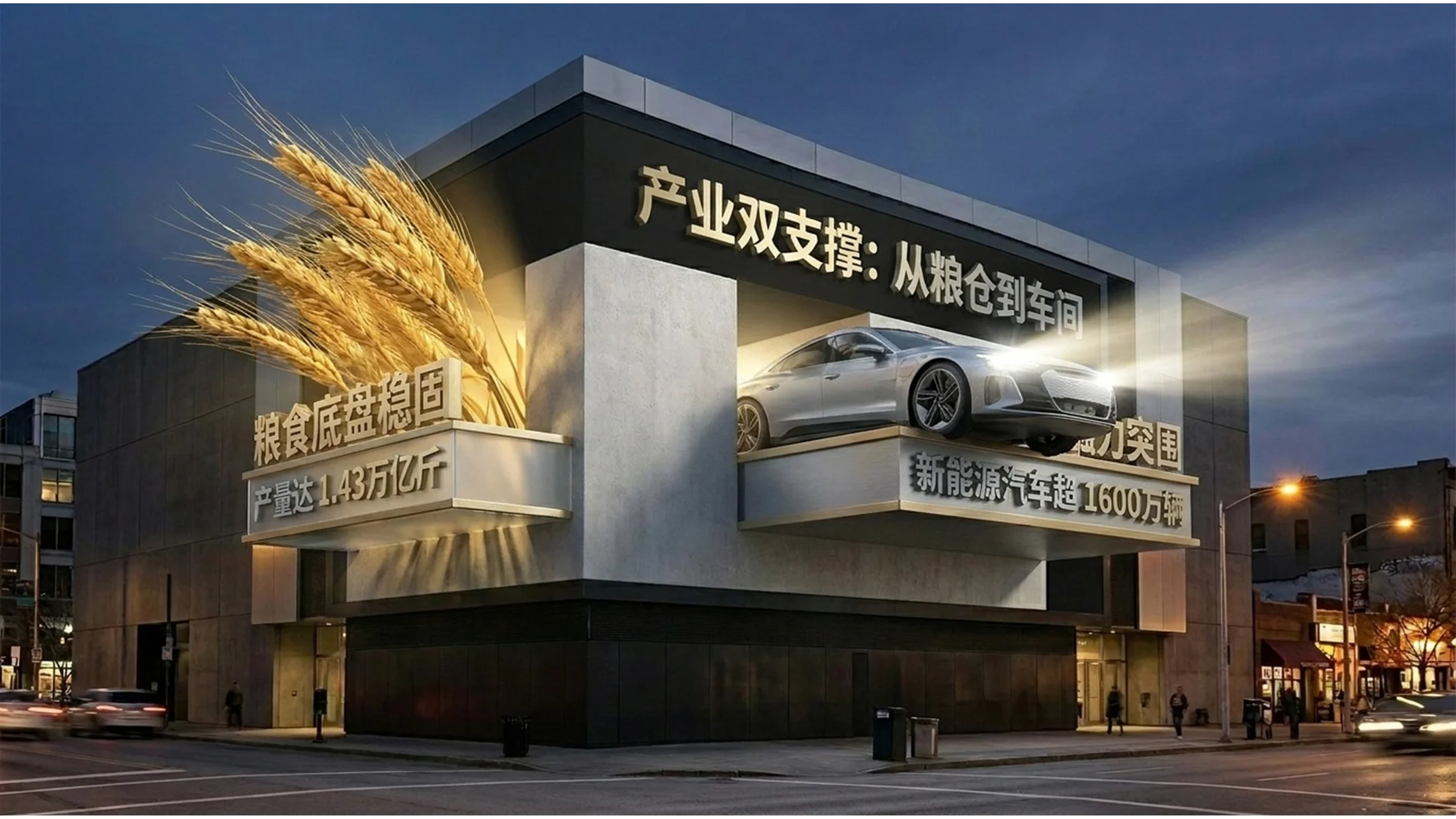 逼真商业裸眼3D巨幕风格政府工作报告PPT - 预览图3