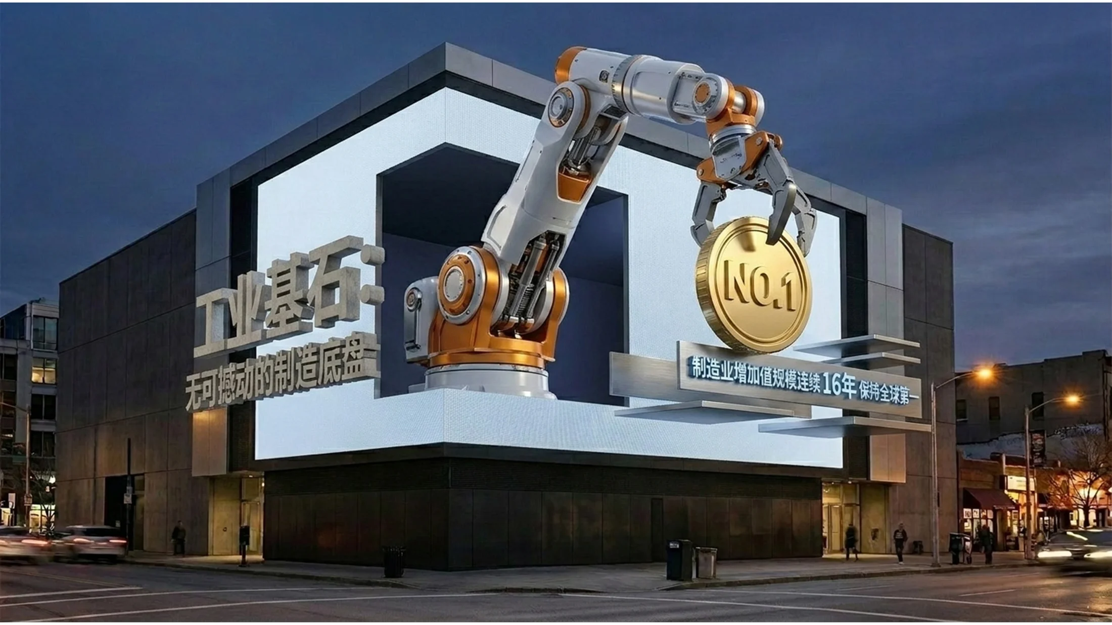 逼真商业裸眼3D巨幕风格政府工作报告PPT - 预览图5