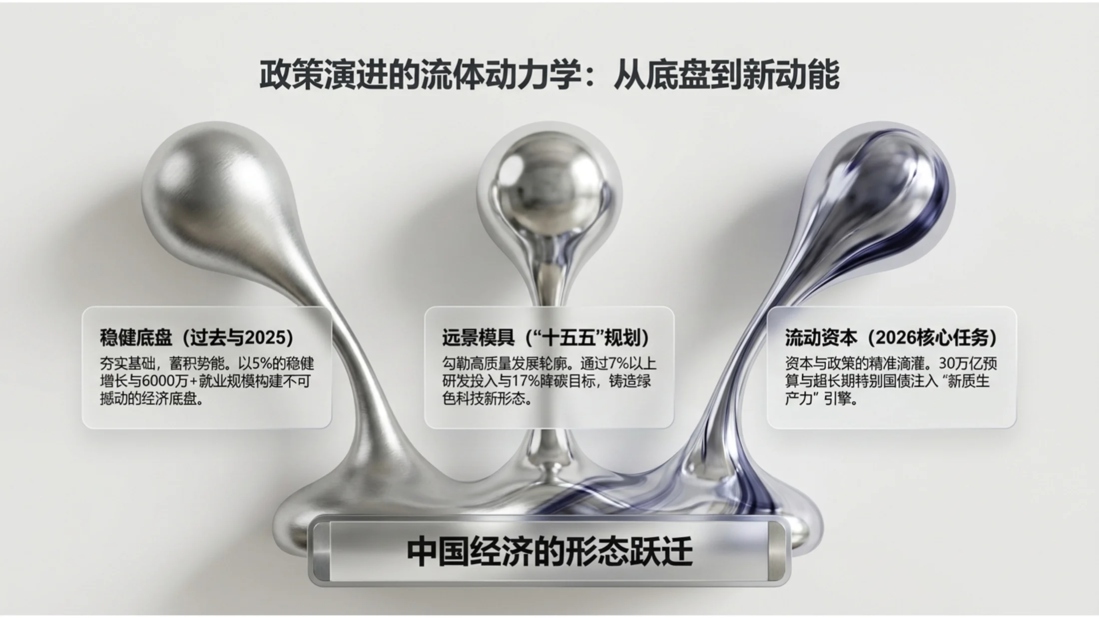 钛金属材质液态金属风格政府工作报告PPT - 预览图1