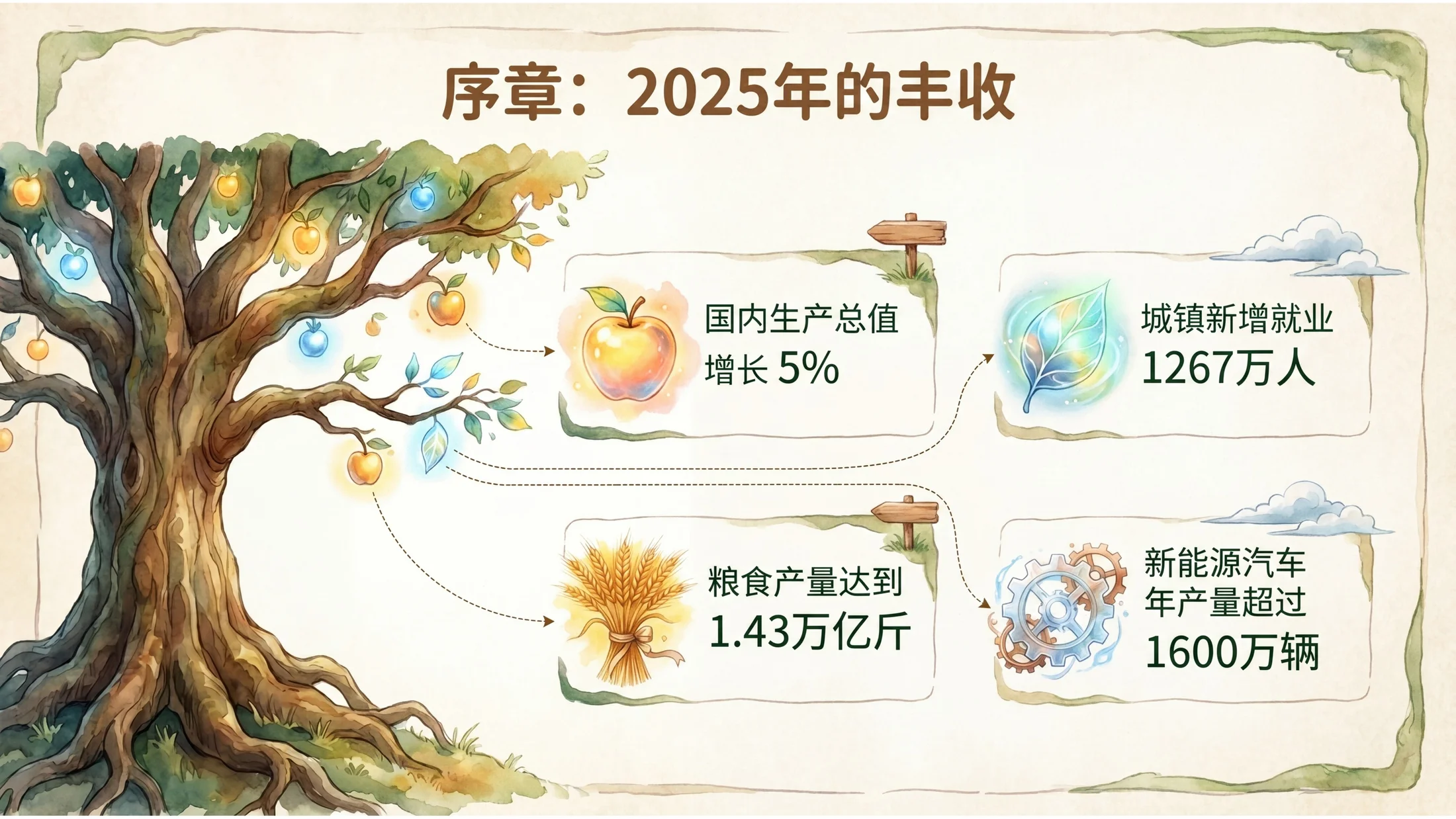 水粉画吉卜力工作室风格政府工作报告PPT - 预览图1
