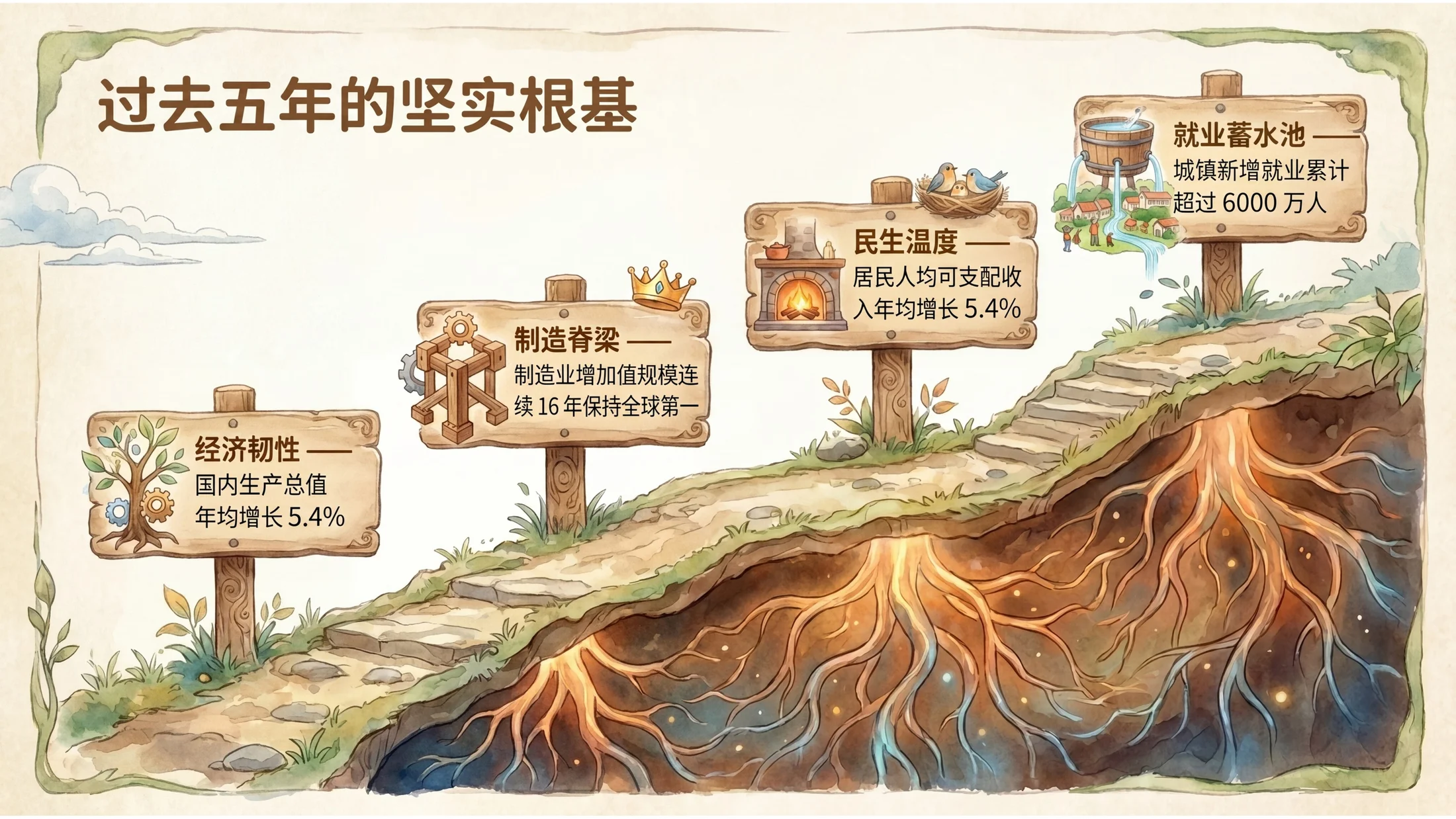水粉画吉卜力工作室风格政府工作报告PPT - 预览图2