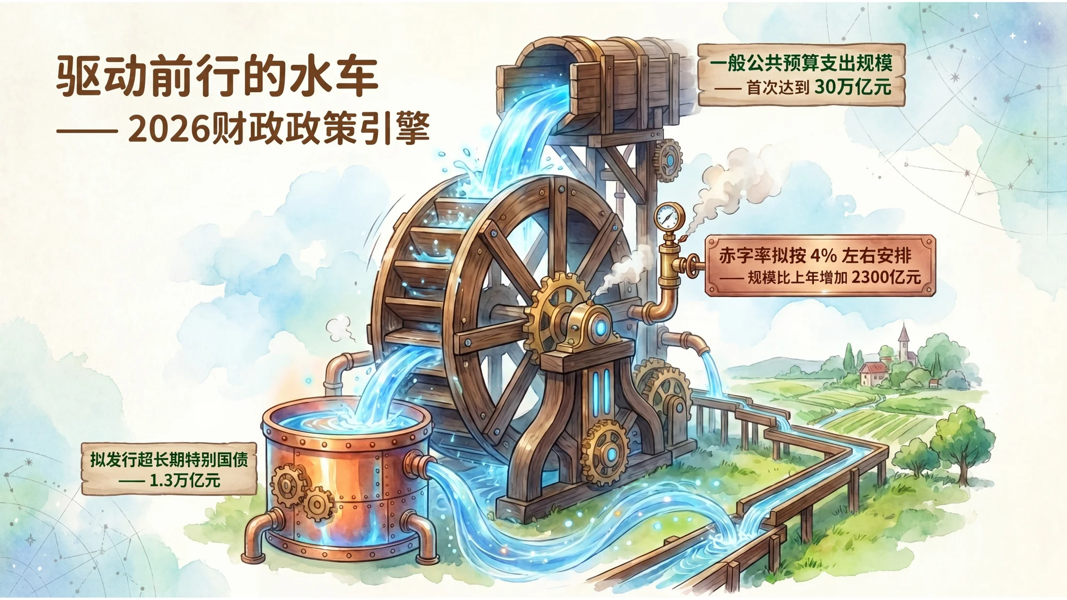 水粉画吉卜力工作室风格政府工作报告PPT - 预览图5