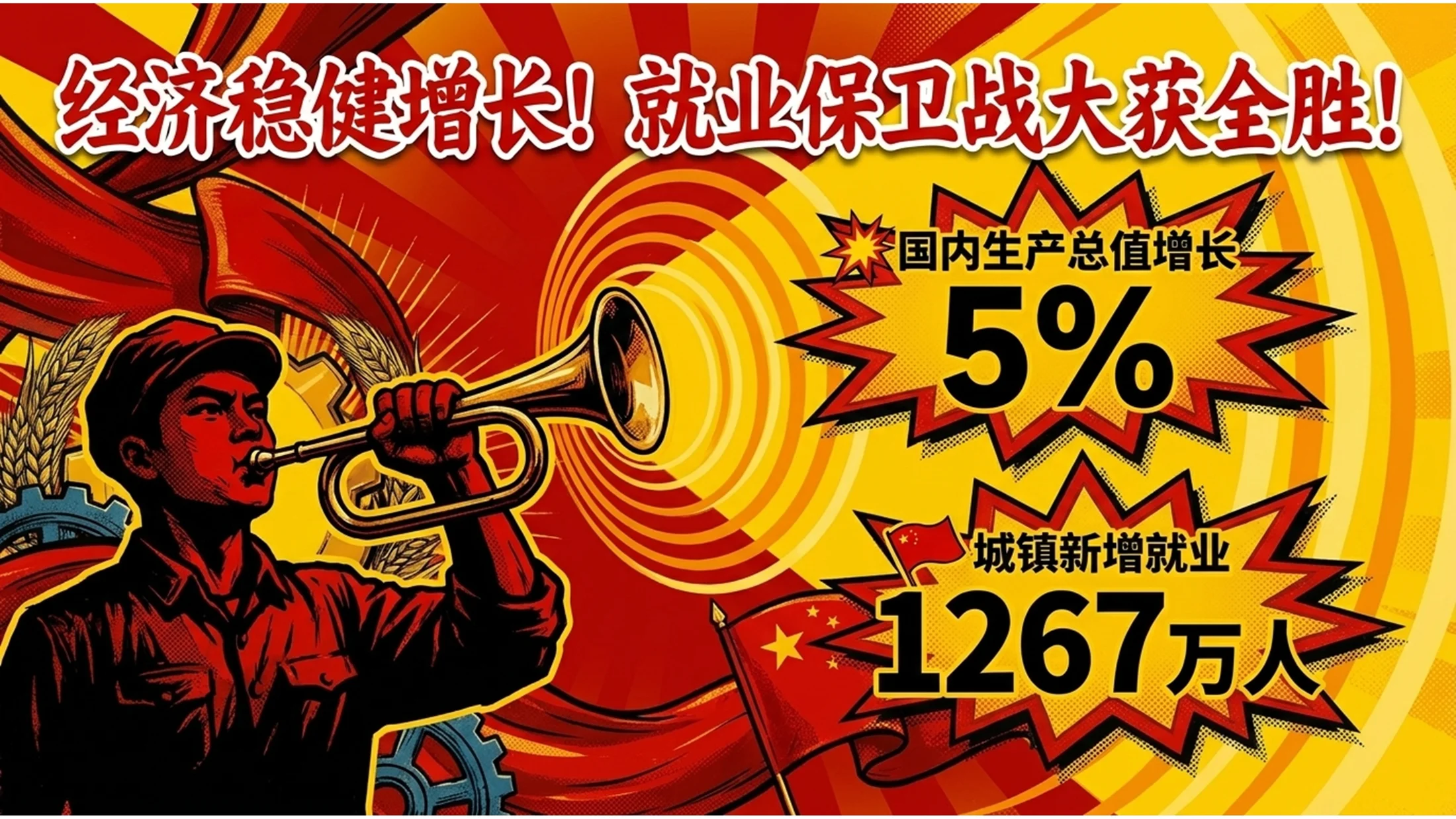 红色革命时代大字报风格政府工作报告PPT - 预览图3