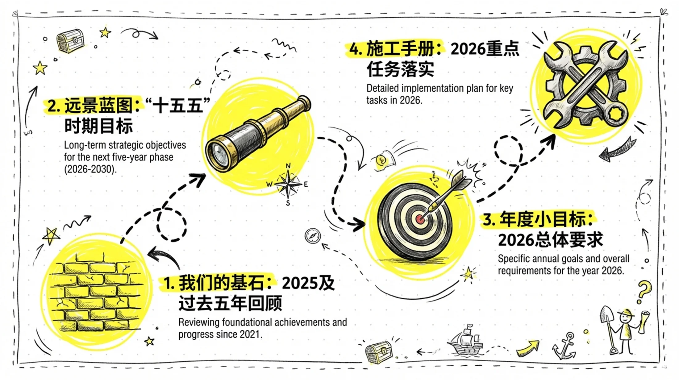 手绘铅笔画卡通笔记政府工作报告PPT - 预览图1
