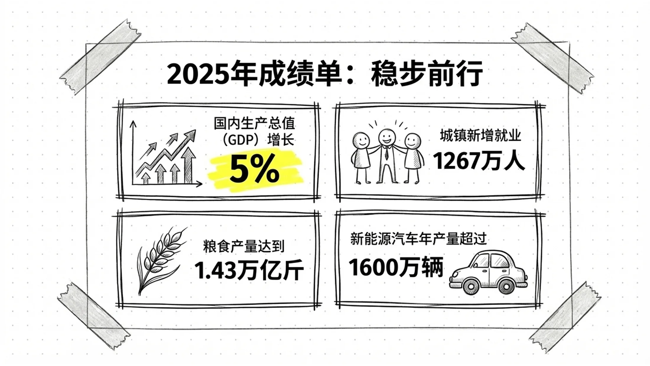 手绘铅笔画卡通笔记政府工作报告PPT - 预览图2