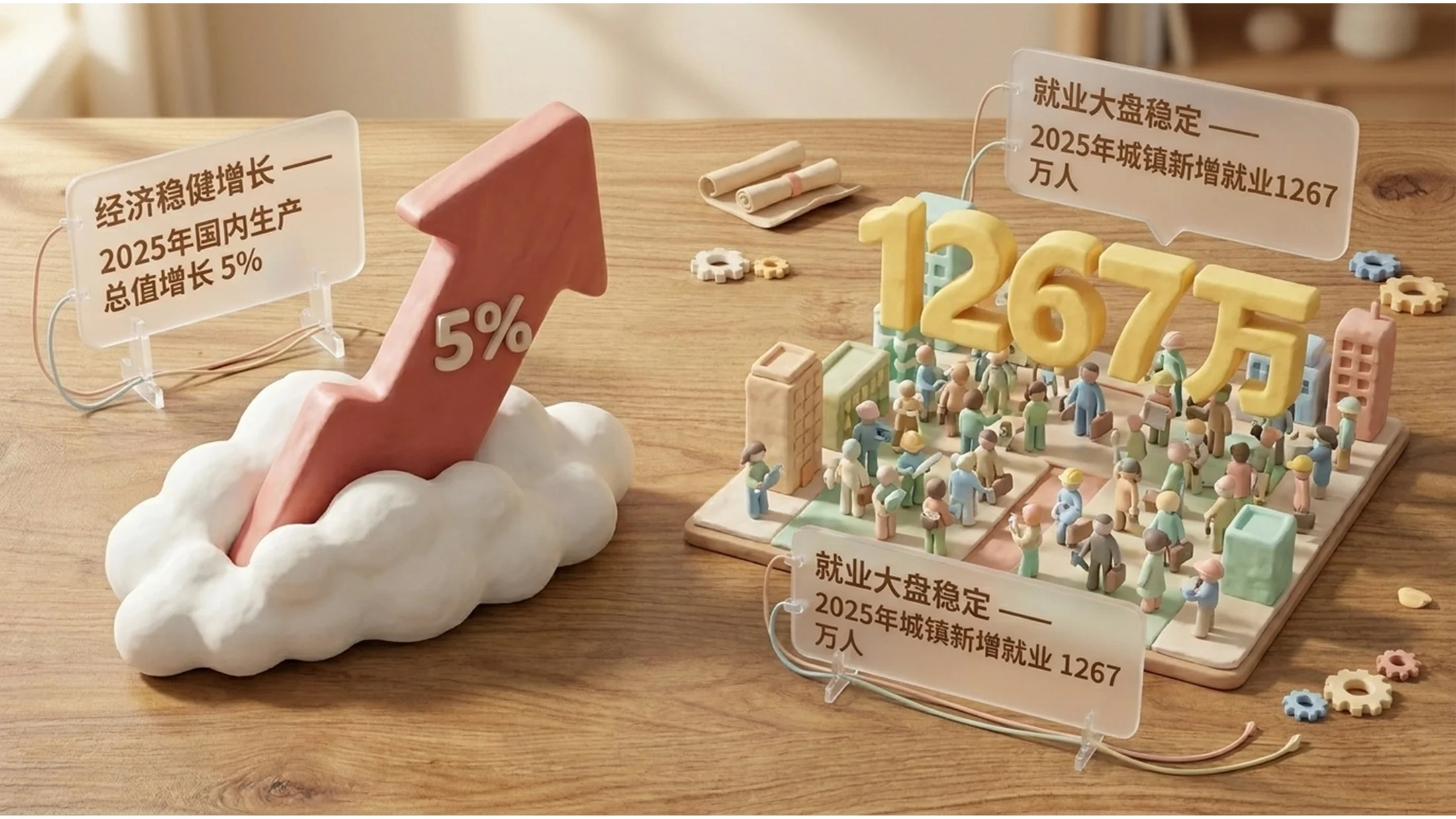 3D黏土可爱卡通风格政府工作报告PPT - 预览图3