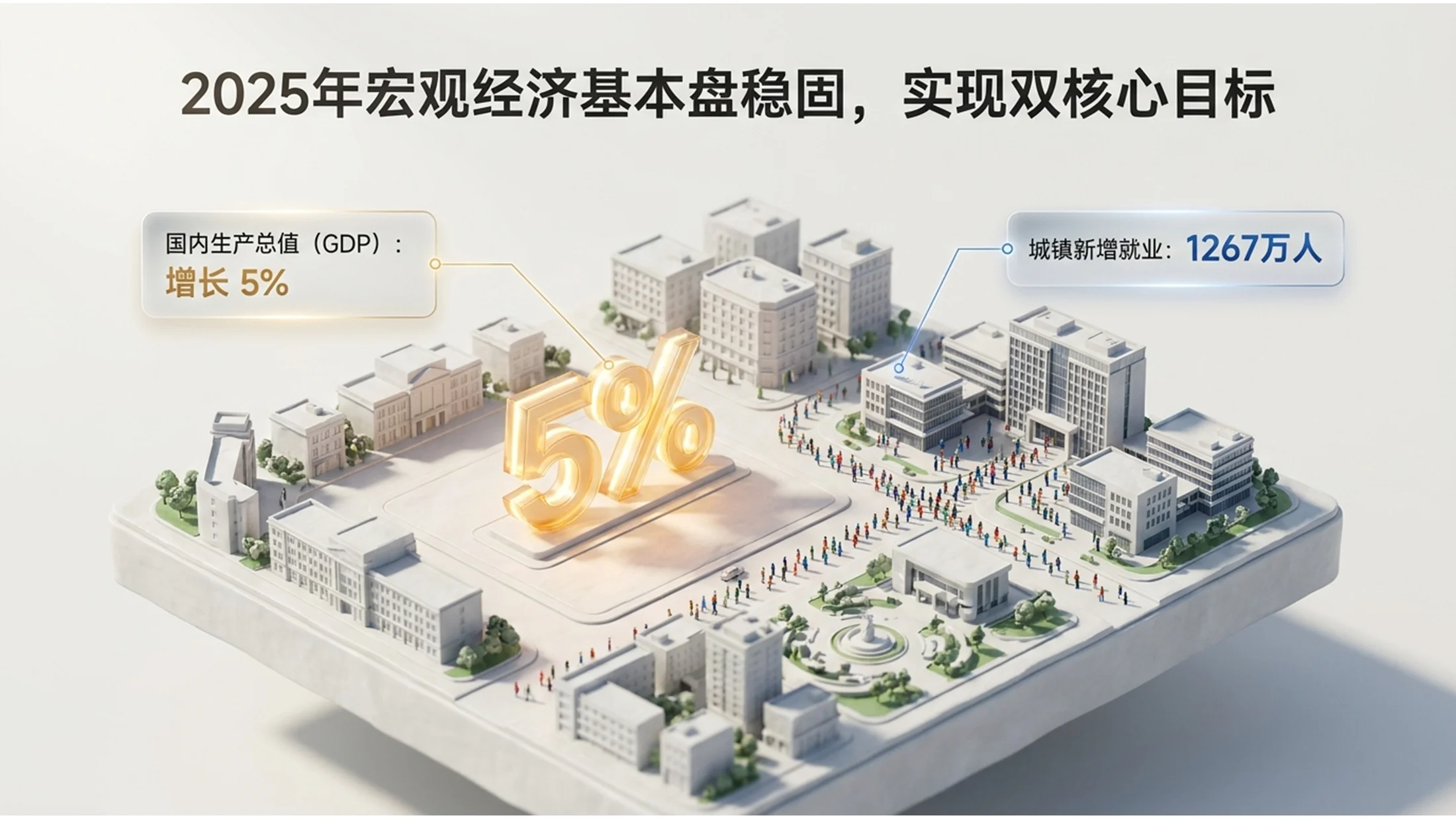 3D立体微缩画面雕塑风格政府工作报告PPT - 预览图1