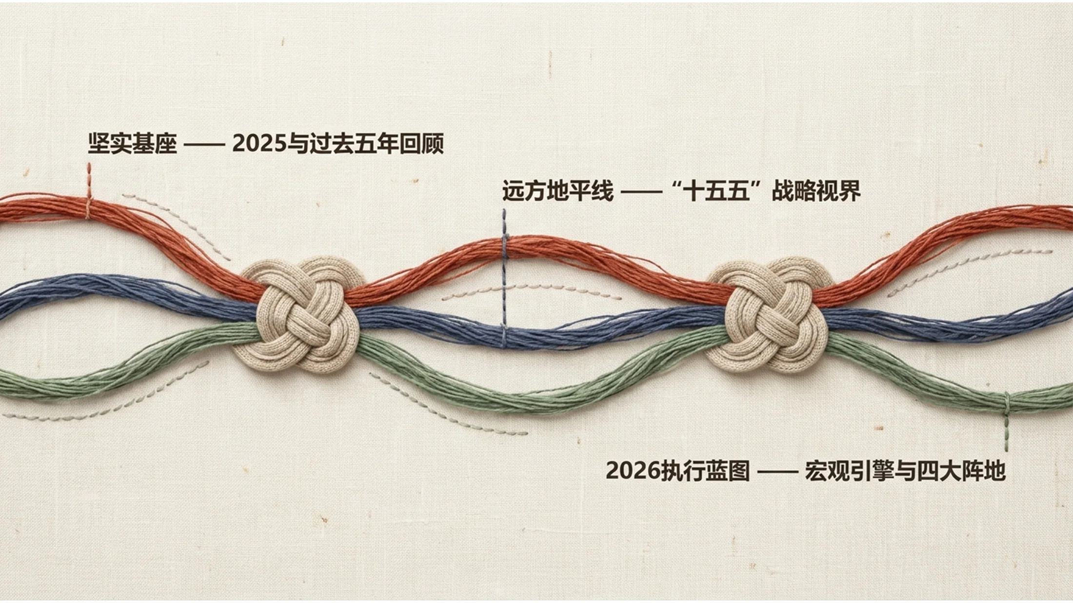 简约亚麻布纹理材质风格政府工作报告PPT - 预览图1