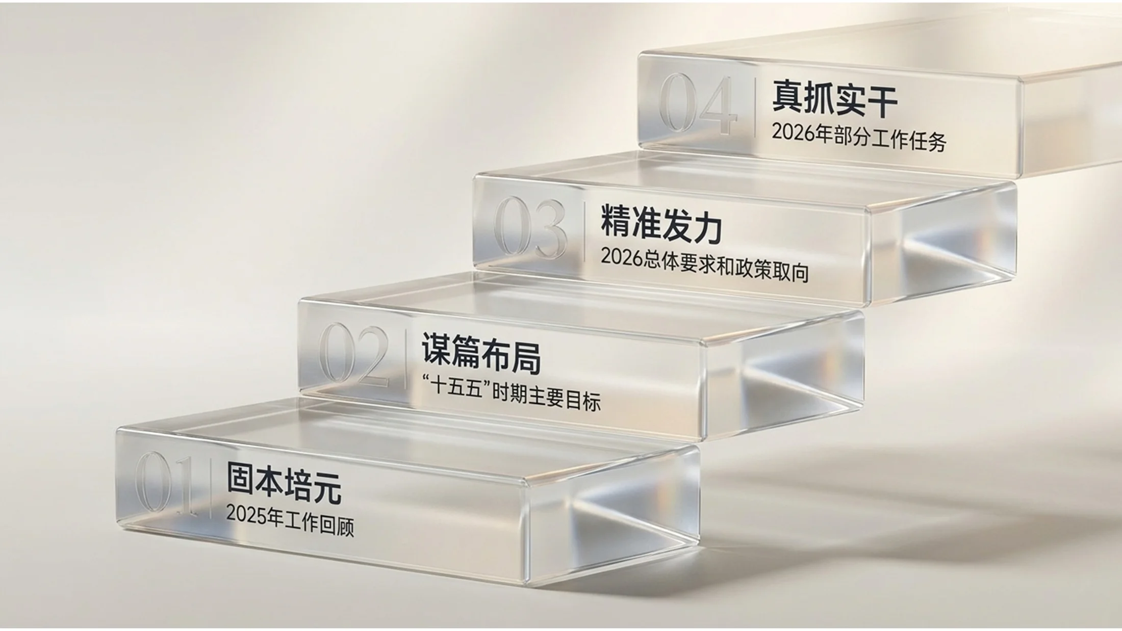简约通透C4D切面水晶风格政府工作报告PPT - 预览图2