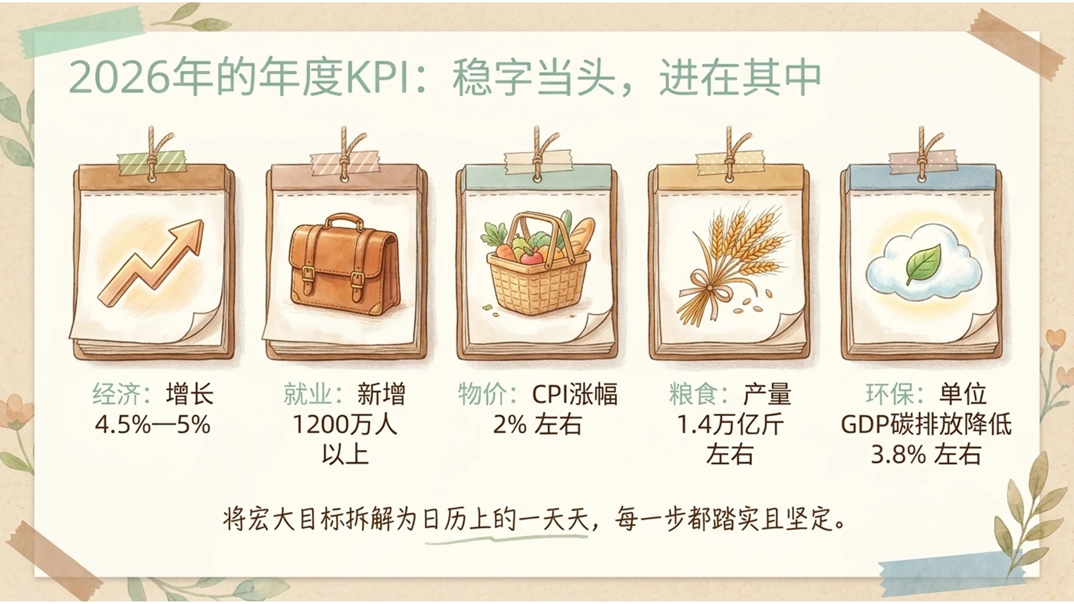 中国彩色简笔插画风格政府工作报告PPT - 预览图11