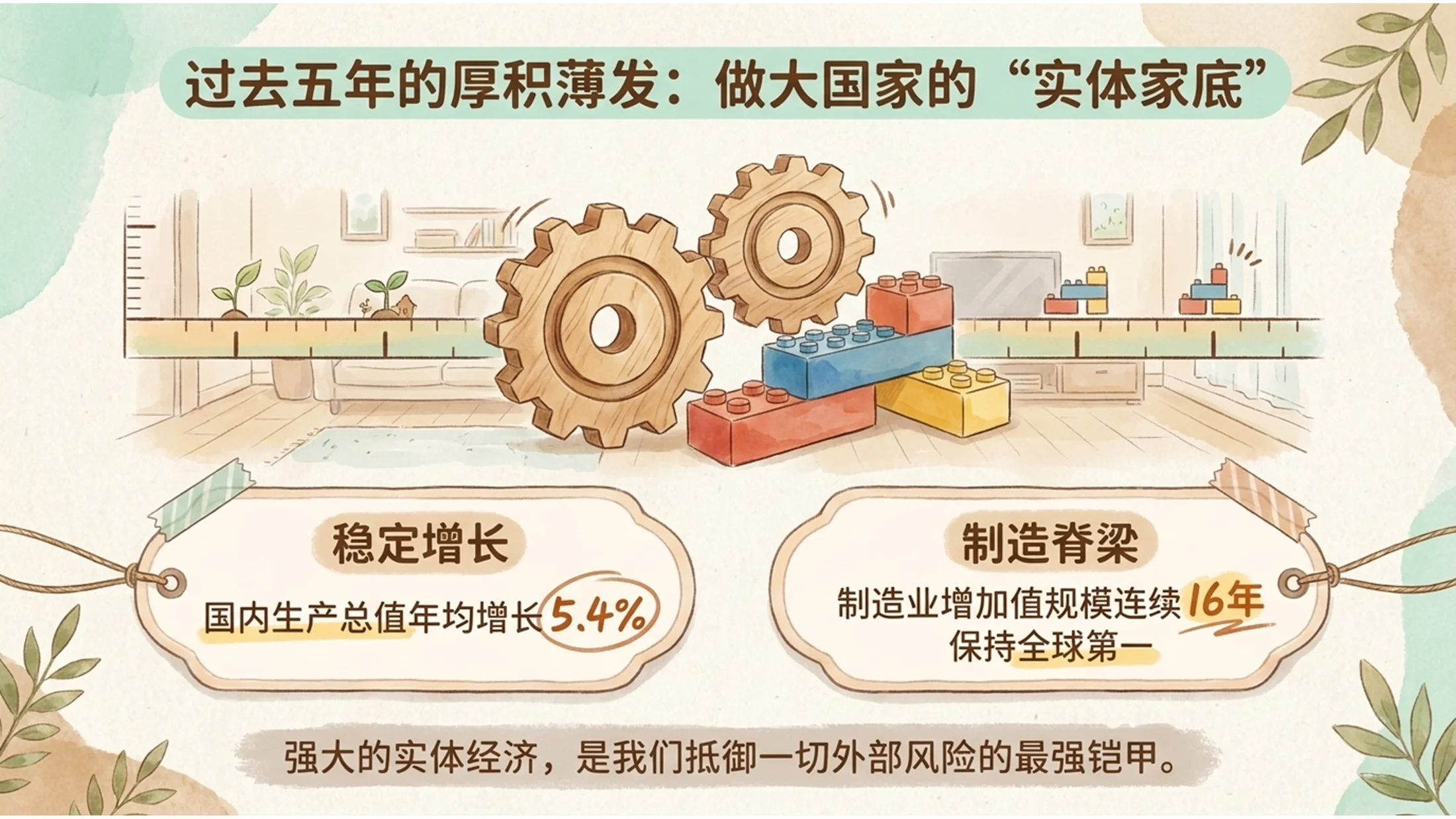 中国彩色简笔插画风格政府工作报告PPT - 预览图5