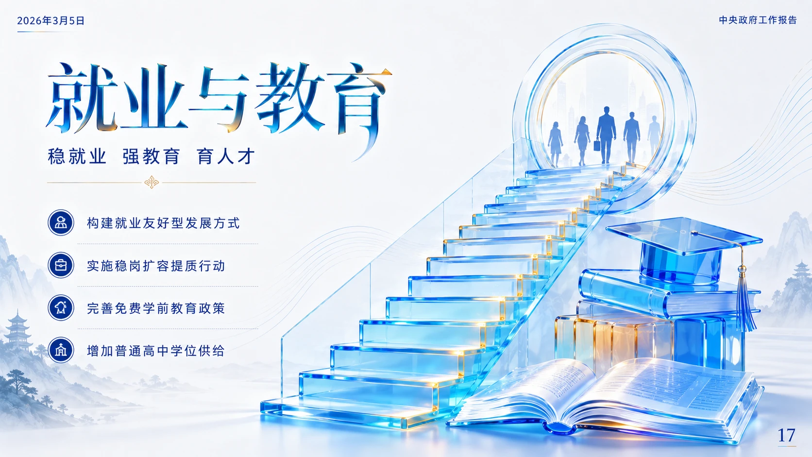 现代国潮彩色玻璃质感政府工作报告PPT - 预览图16