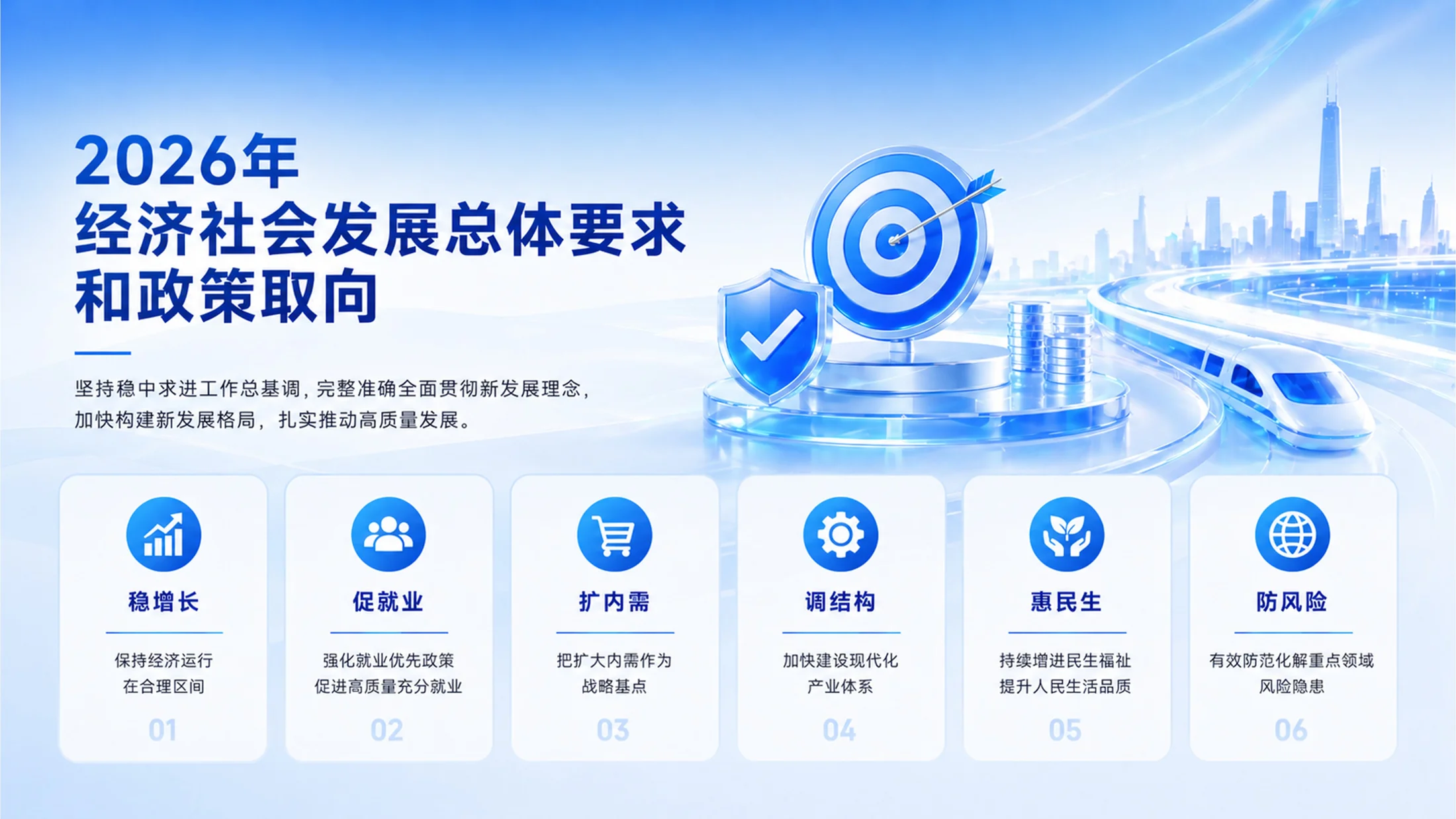 蓝色玻璃商务风格政府工作报告PPT - 预览图4