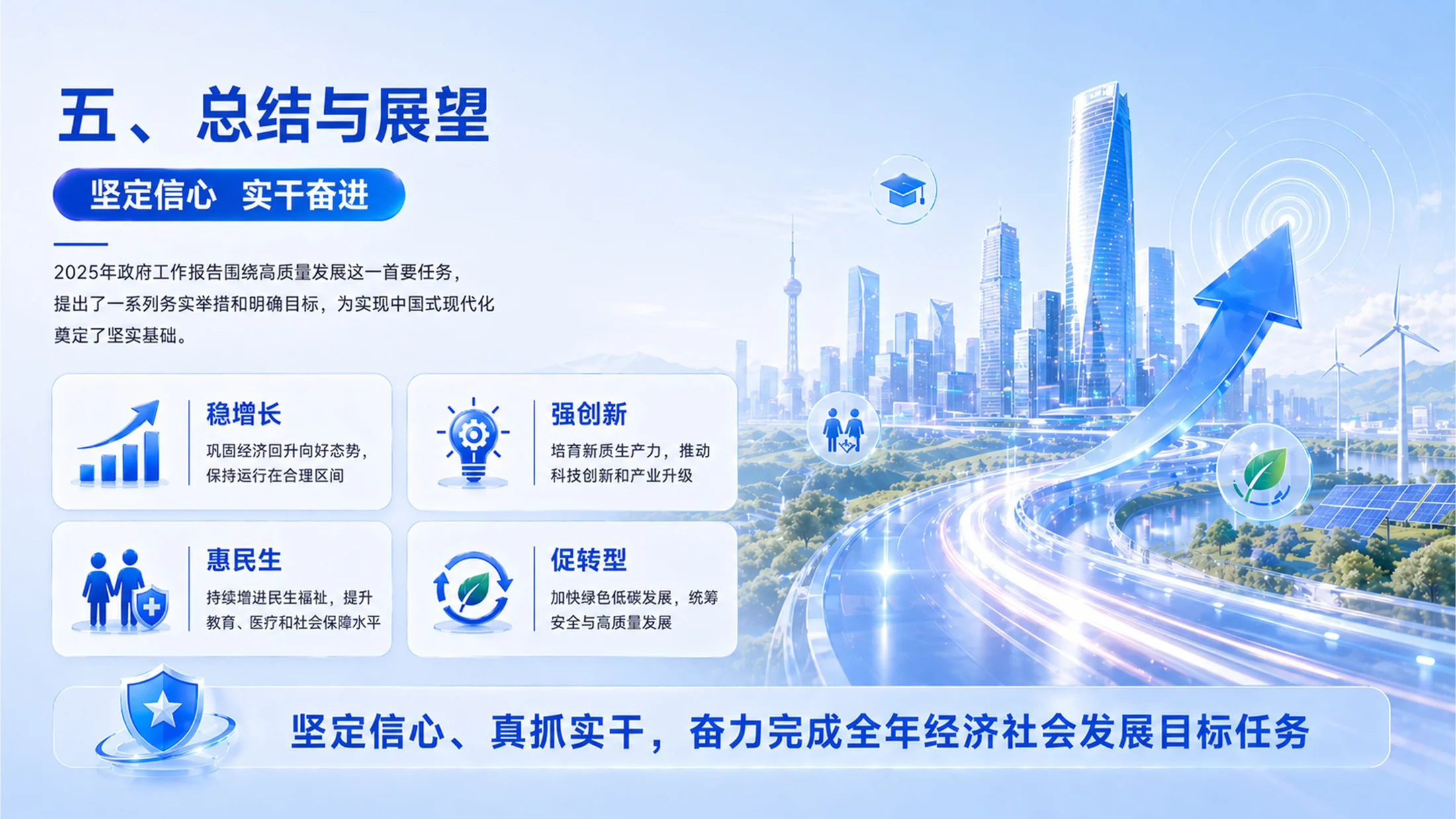 蓝色玻璃商务风格政府工作报告PPT - 预览图8