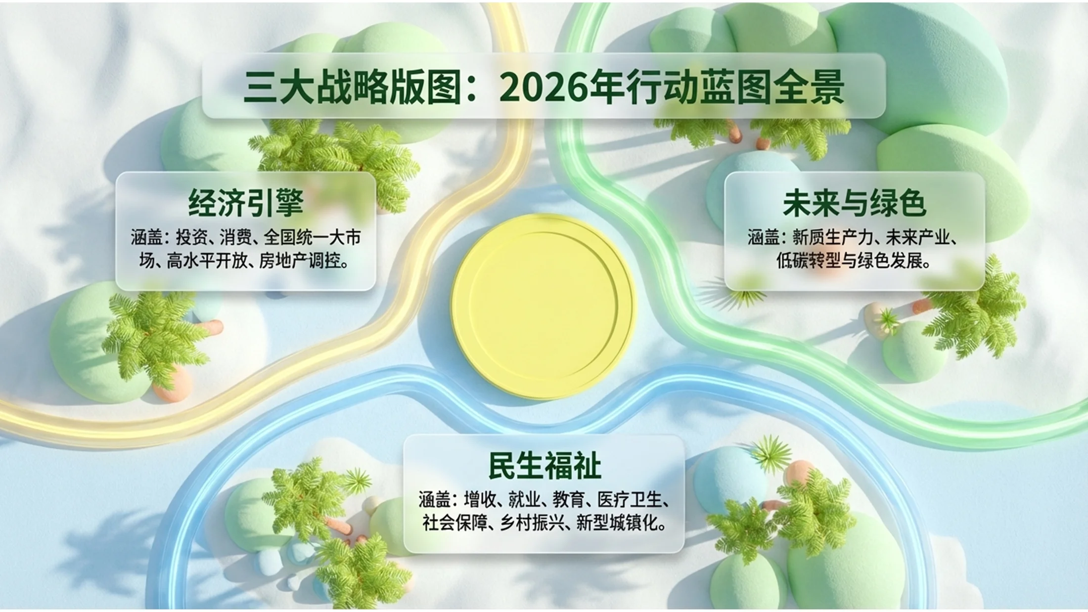 C4D渲染绿色热带椰子风光政府工作报告PPT - 预览图5