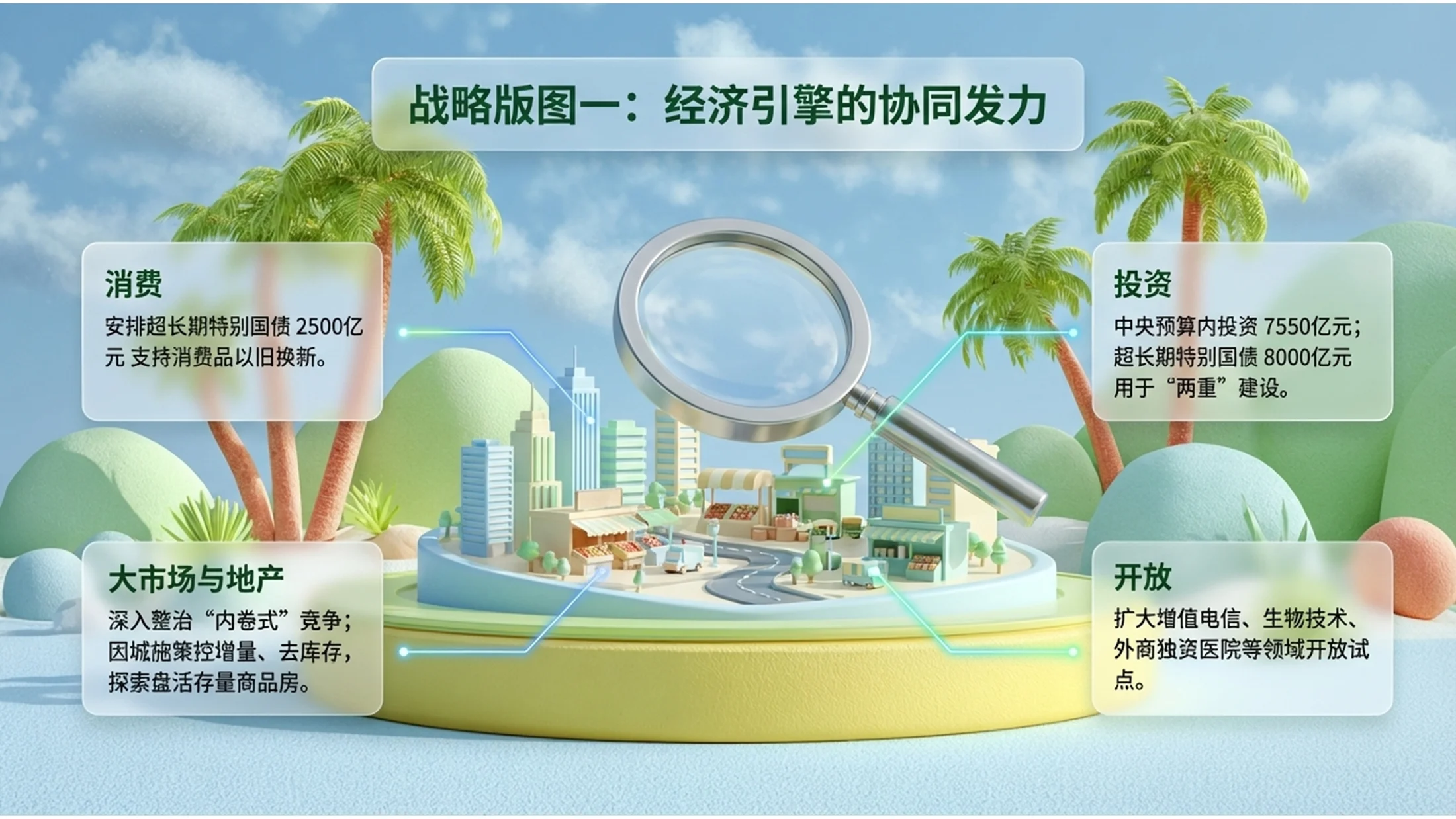 C4D渲染绿色热带椰子风光政府工作报告PPT - 预览图6
