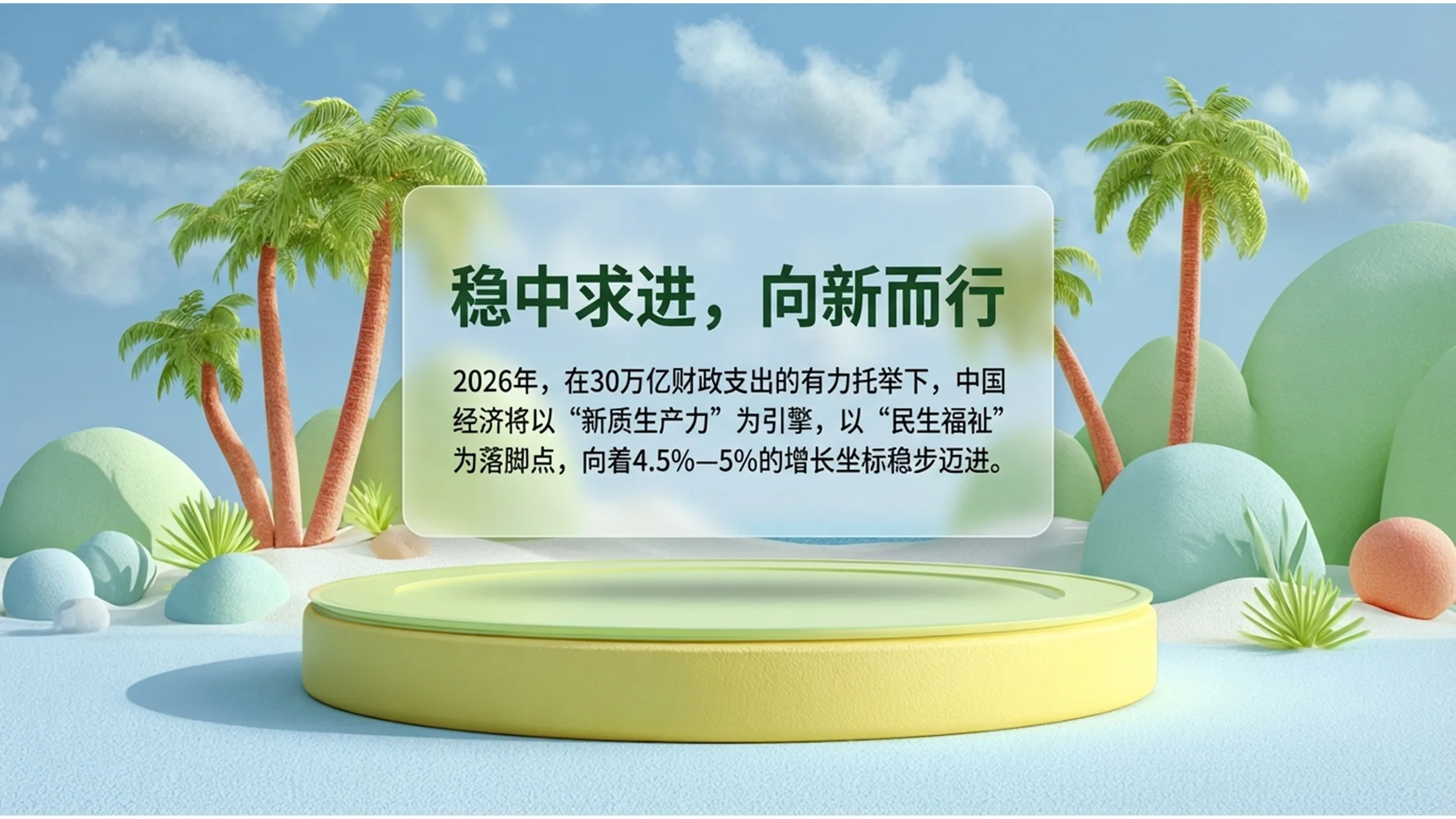 C4D渲染绿色热带椰子风光政府工作报告PPT - 预览图9