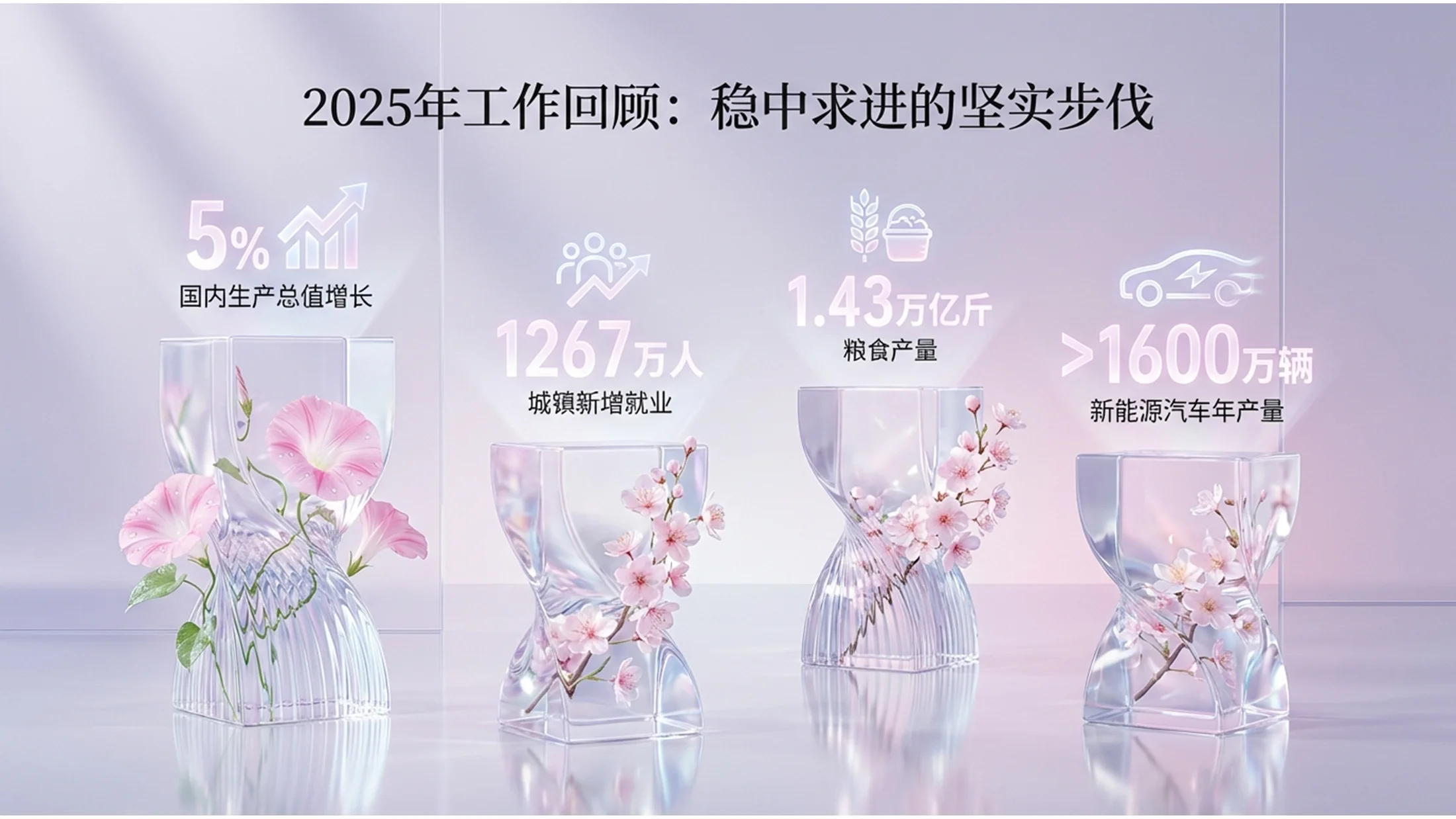 C4D立体桃花风格政府工作报告PPT - 预览图2