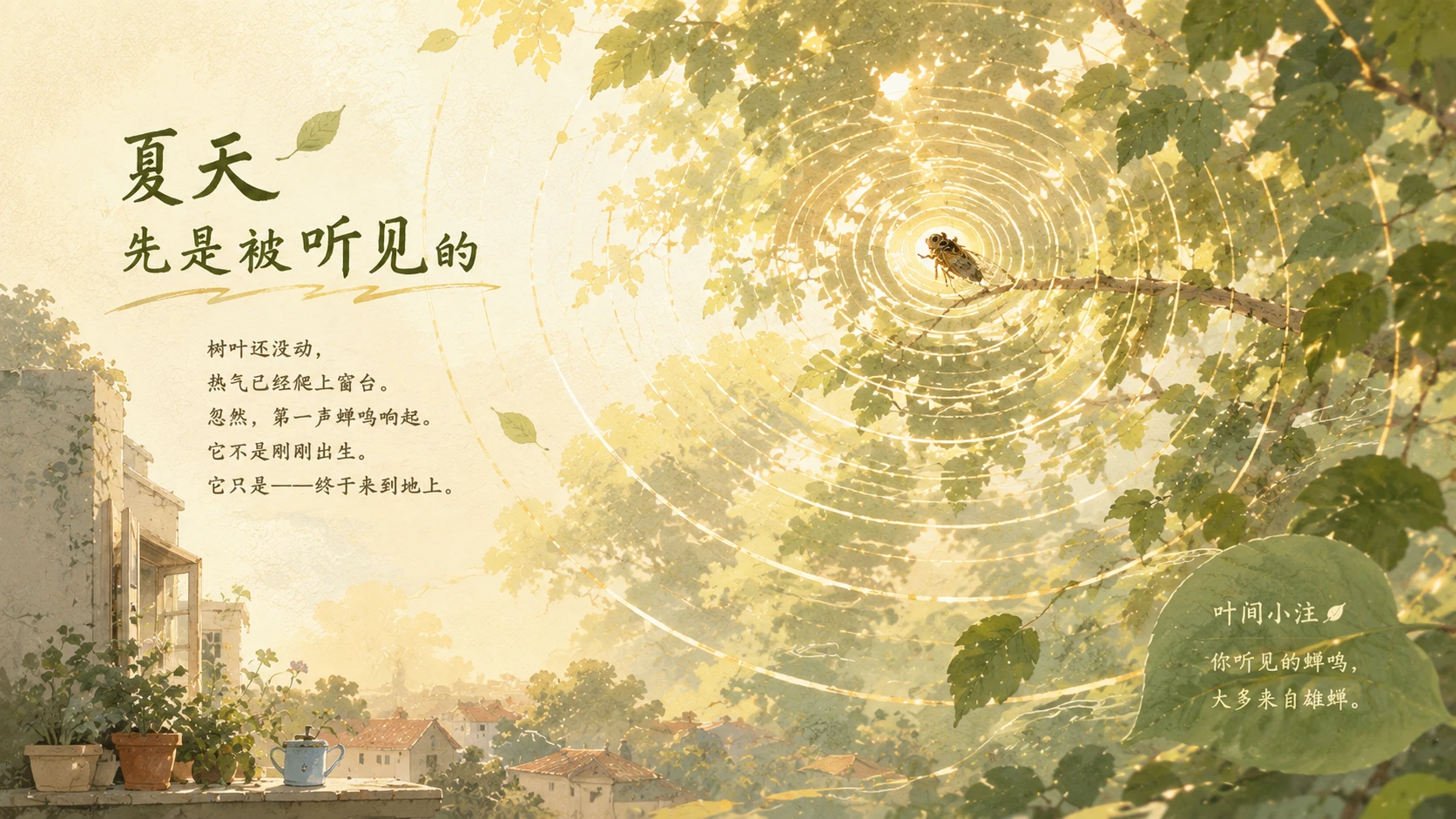 一生·蝉｜自然绘本风生命故事PPT - 预览图1