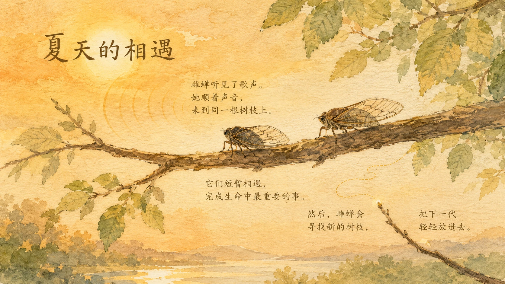 一生·蝉｜自然绘本风生命故事PPT - 预览图11