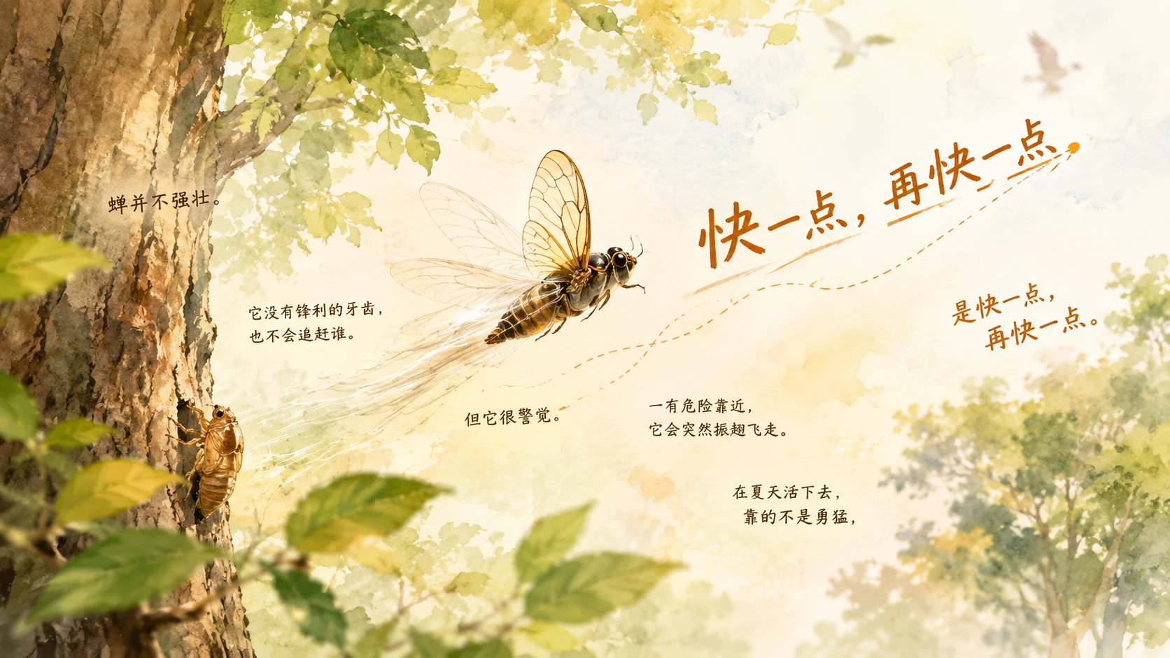 一生·蝉｜自然绘本风生命故事PPT - 预览图14