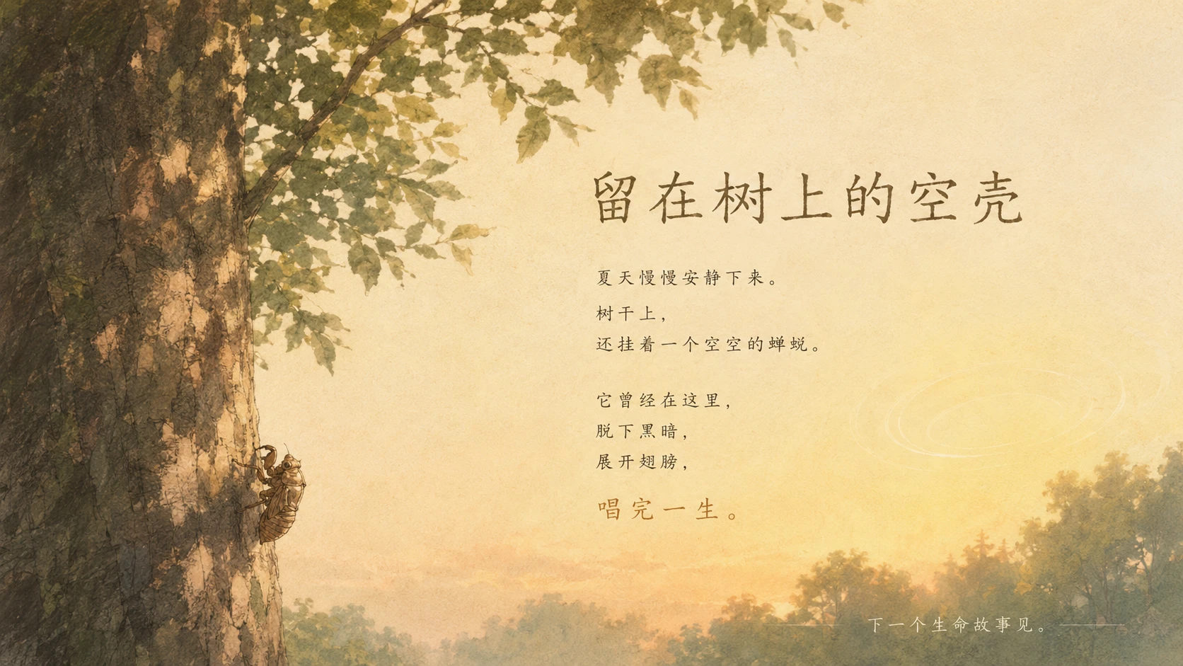 一生·蝉｜自然绘本风生命故事PPT - 预览图17
