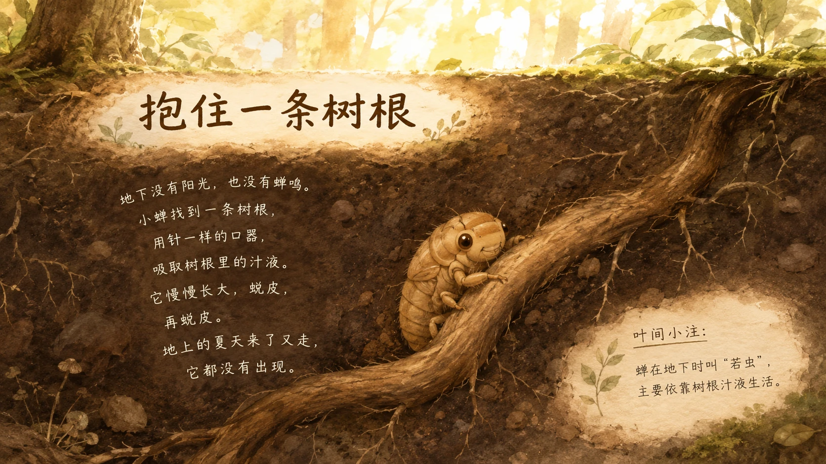 一生·蝉｜自然绘本风生命故事PPT - 预览图5