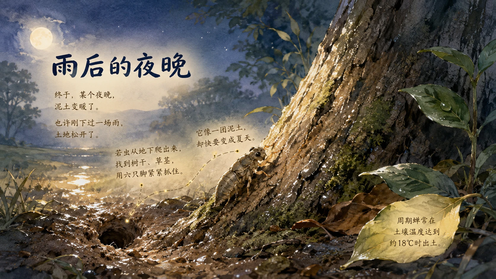 一生·蝉｜自然绘本风生命故事PPT - 预览图7