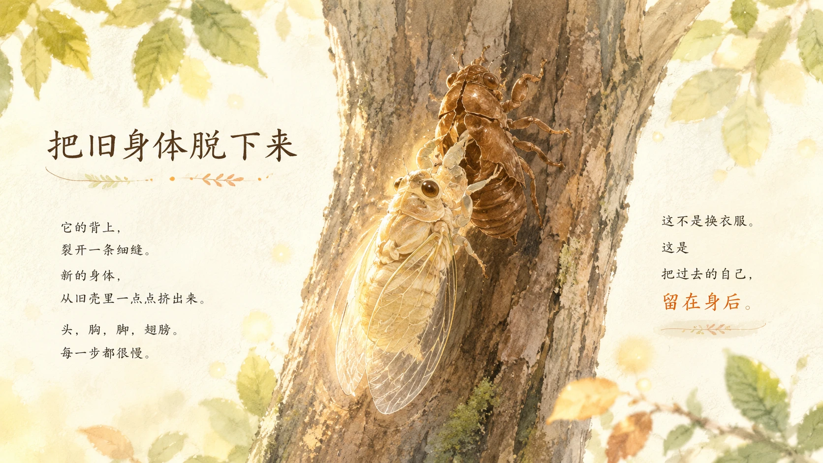 一生·蝉｜自然绘本风生命故事PPT - 预览图8