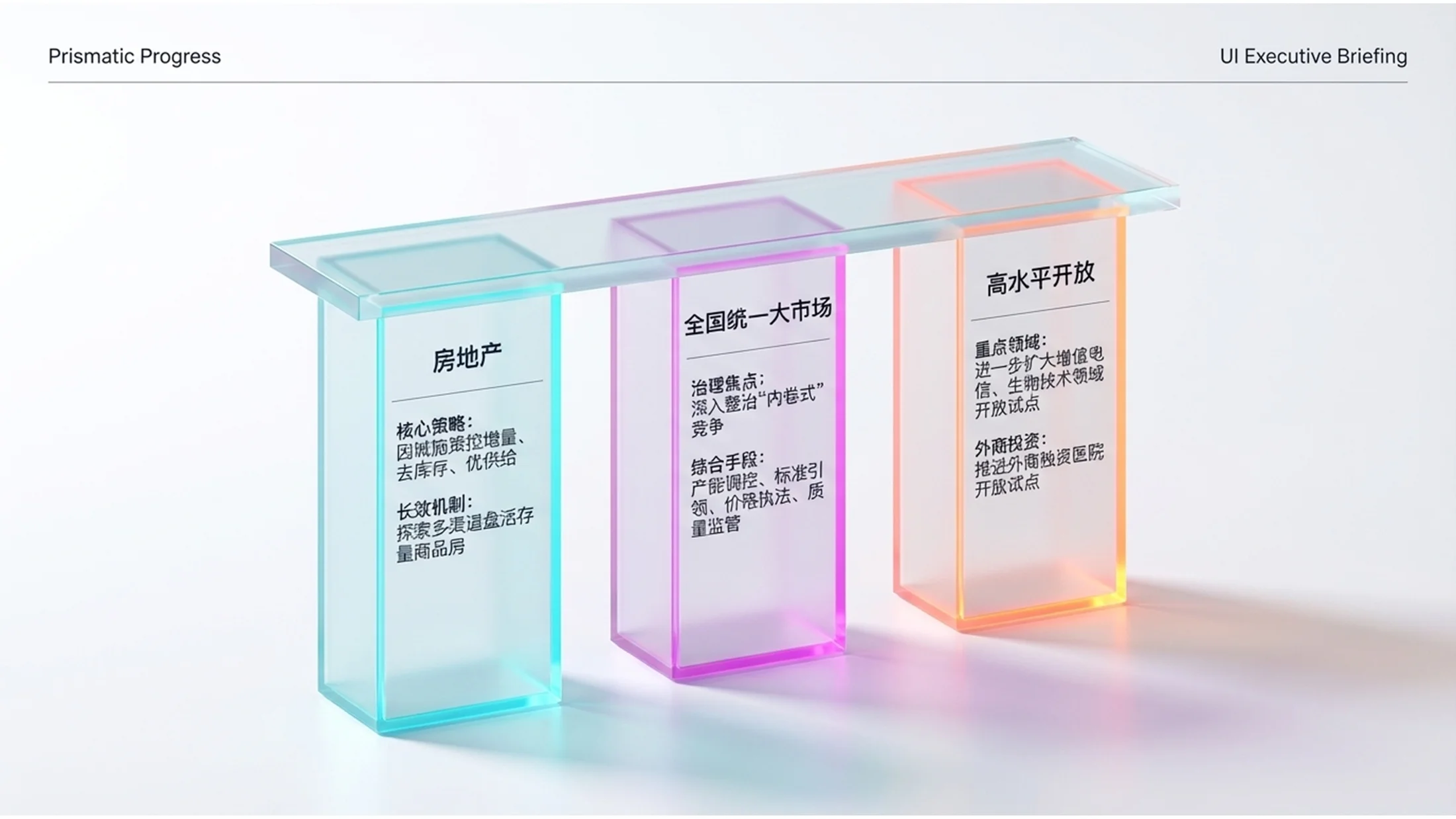 七彩玻璃C4D渲染通透磨砂玻璃政府工作报告PPT - 预览图7