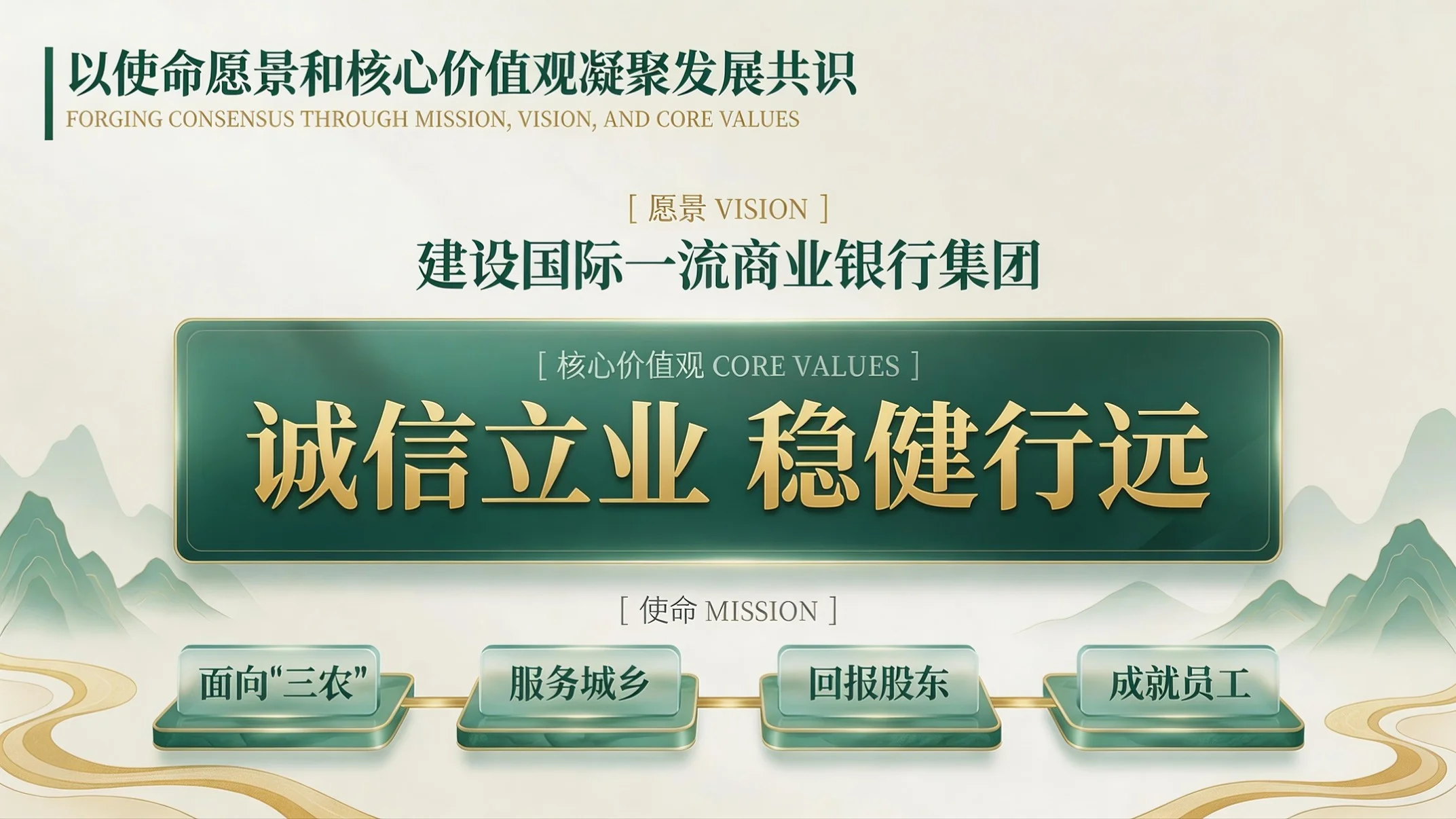青绿云山新中式风｜中国农业银行企业简介PPT - 预览图10