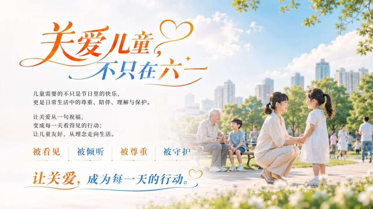 关爱儿童不止在六一宣传PPT - 预览图1