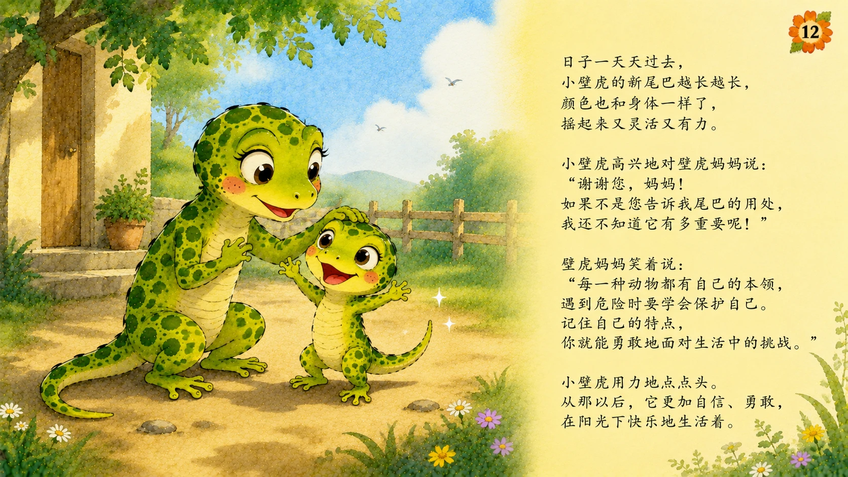 小壁虎借尾巴（儿童绘本故事演示PPT） - 预览图13