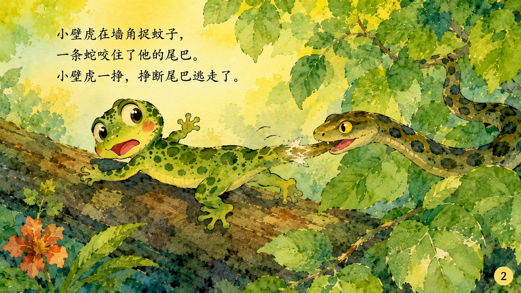 小壁虎借尾巴（儿童绘本故事演示PPT） - 预览图2