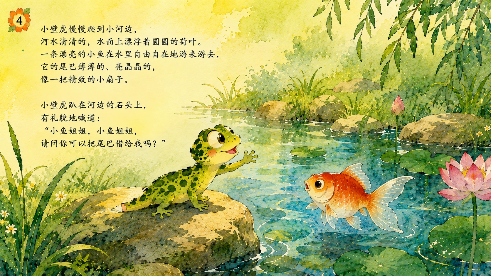小壁虎借尾巴（儿童绘本故事演示PPT） - 预览图4
