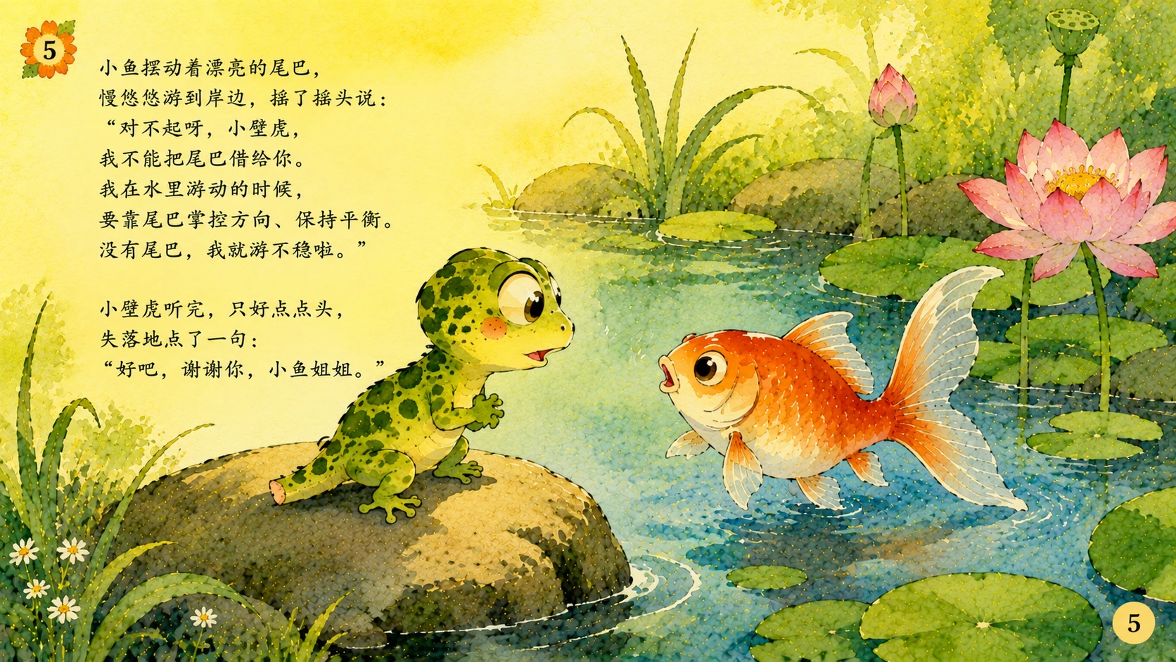 小壁虎借尾巴（儿童绘本故事演示PPT） - 预览图5
