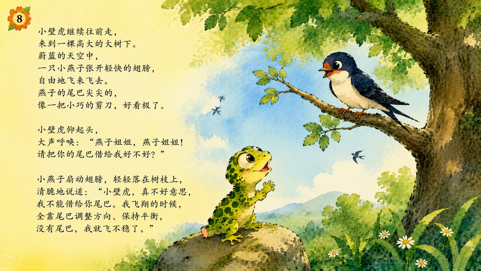小壁虎借尾巴（儿童绘本故事演示PPT） - 预览图8