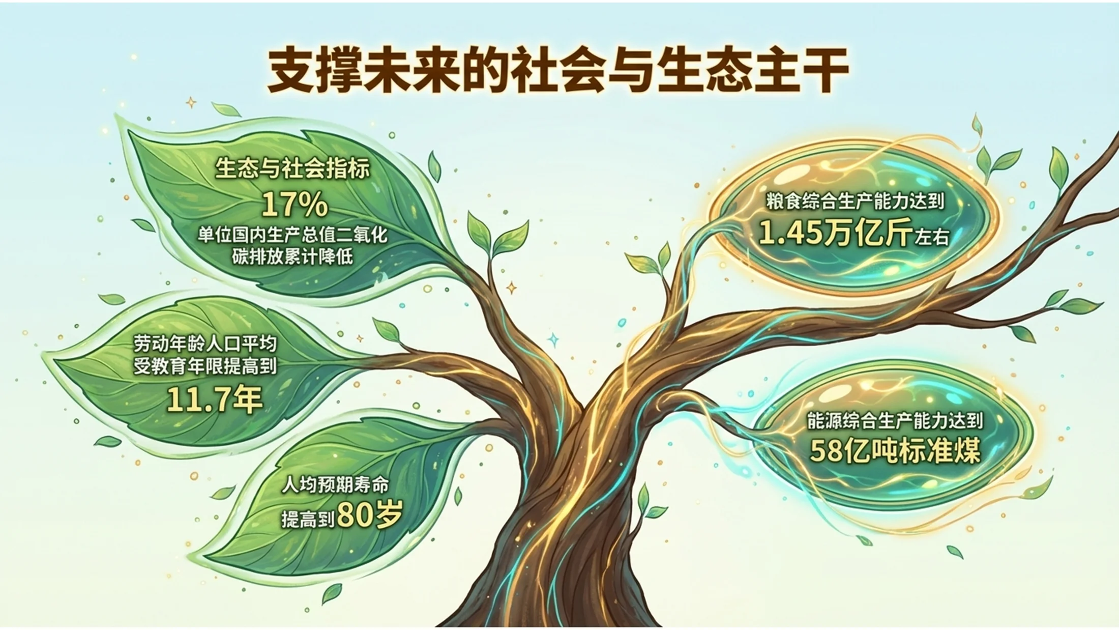手绘创意插画树木生长政府工作报告PPT - 预览图3