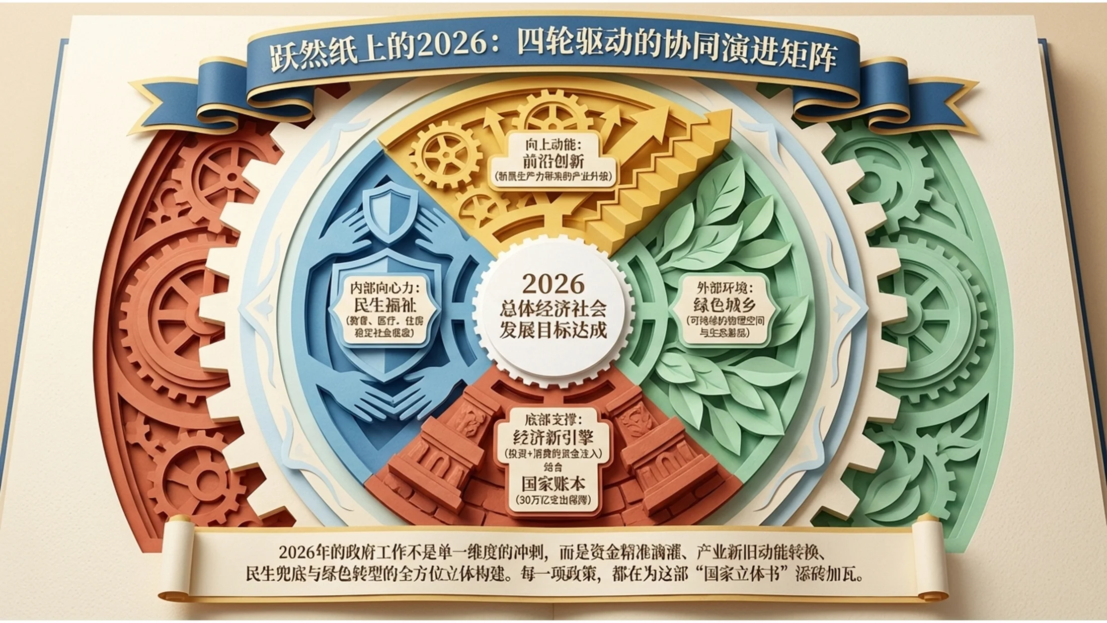 彩色现代剪纸折纸风格政府工作报告PPT - 预览图8