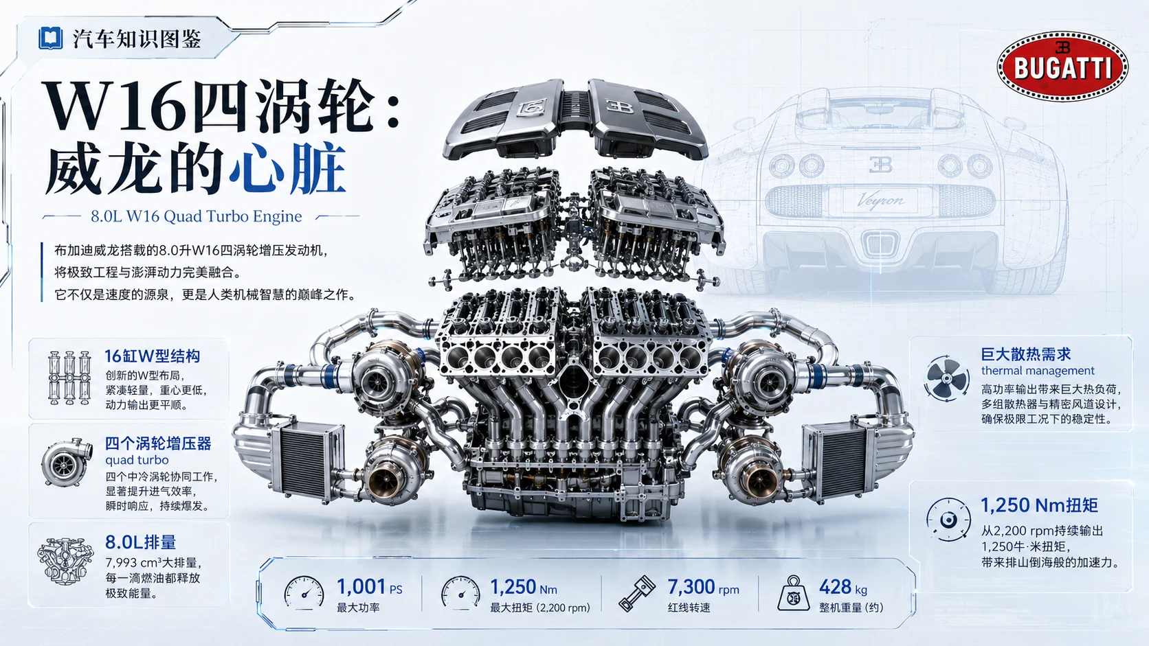 万物知识图鉴——布加迪威龙【4K浅色】 - 预览图3