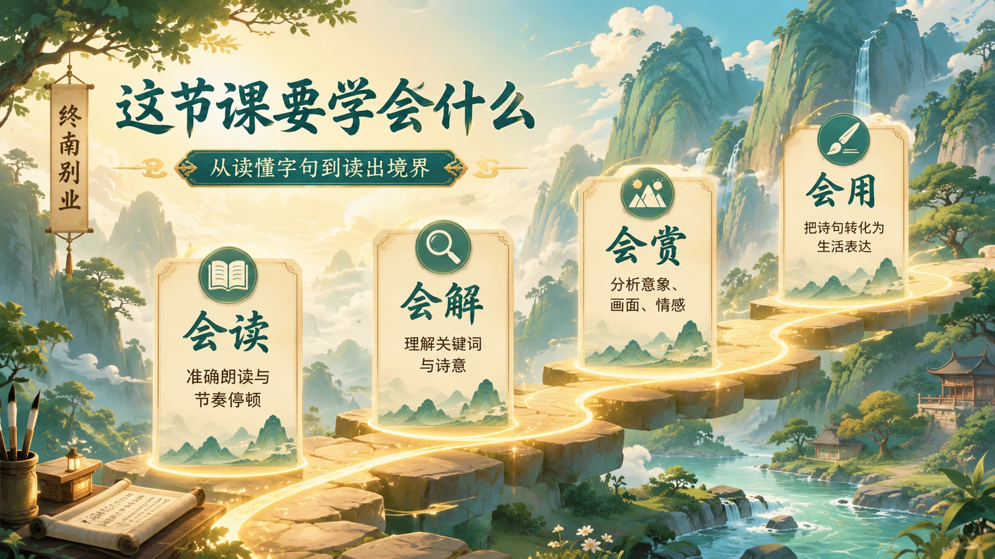 古诗与故事——终南别业【CG风格】2K - 预览图1